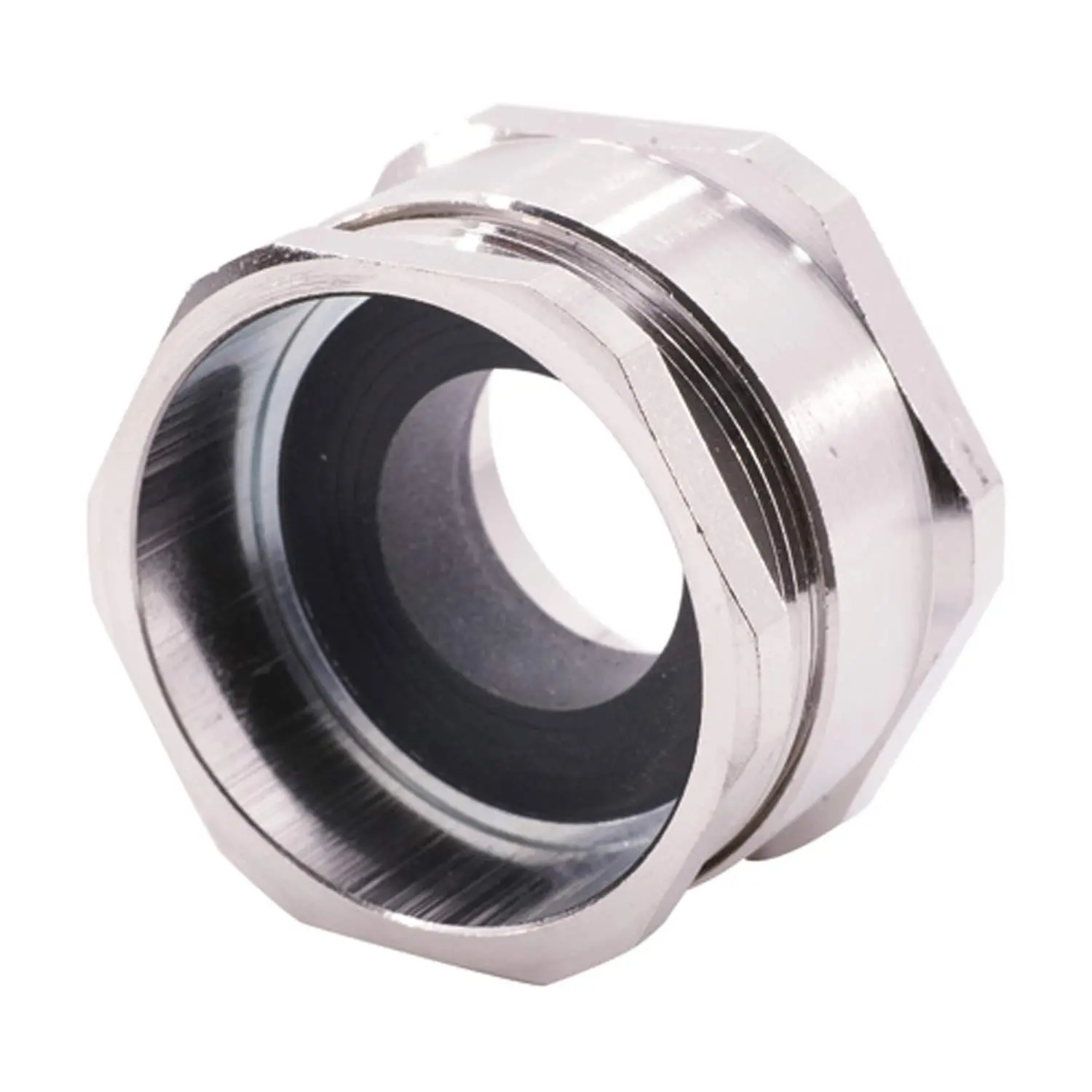 Produktfoto 1 von 10062875 WISKA DIN-Verschraubung mit Einschnittdichtung M40x1,5 MS-DIN-M40 Sechskant-Zwischenstutzen Messing (CuZn) vernickelt Gewindelänge 8,0mm