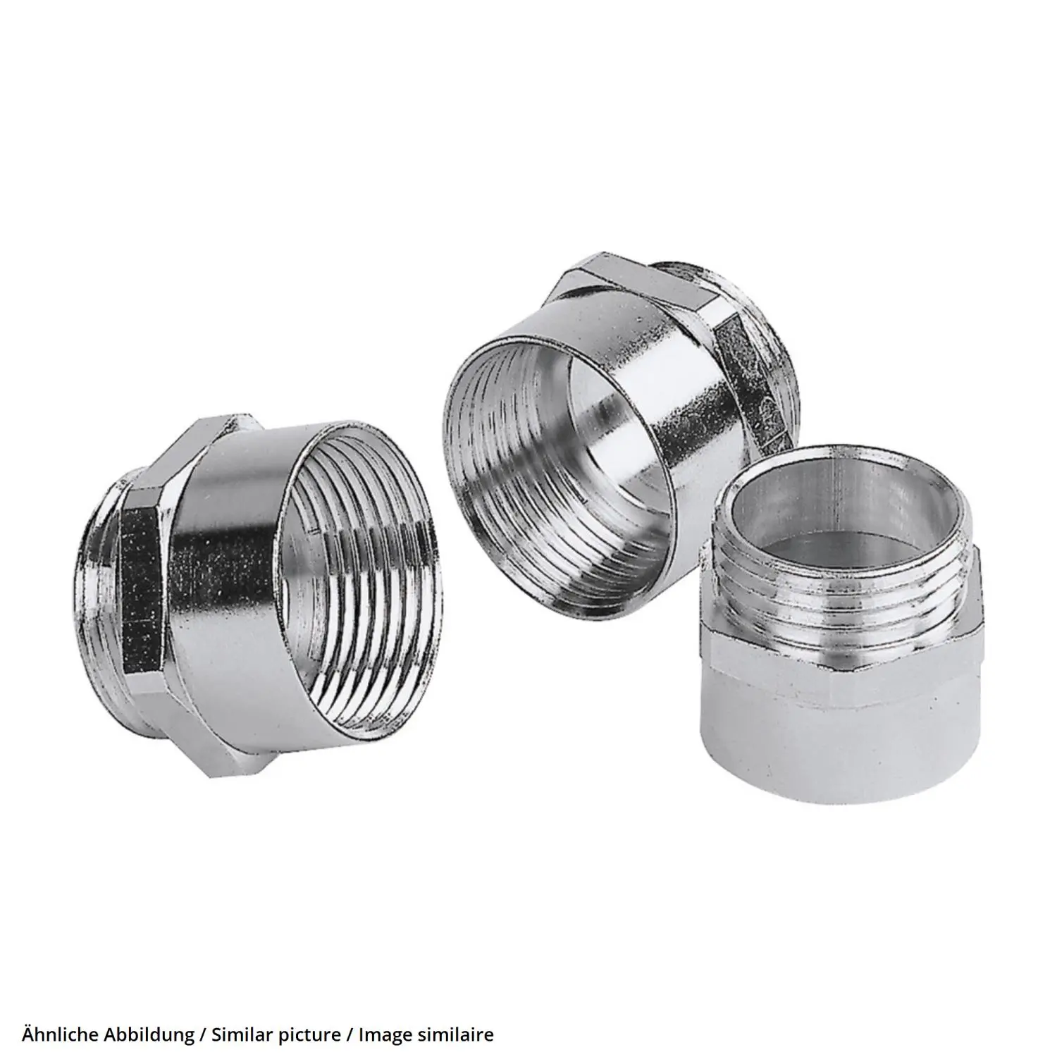 Produktfoto 1 von 52104050 LAPP Zwischenstutzen M/PG von M20x1,5 auf PG21x1,588 Sechskant Messing (CuZn) vernickelt Farbe silber