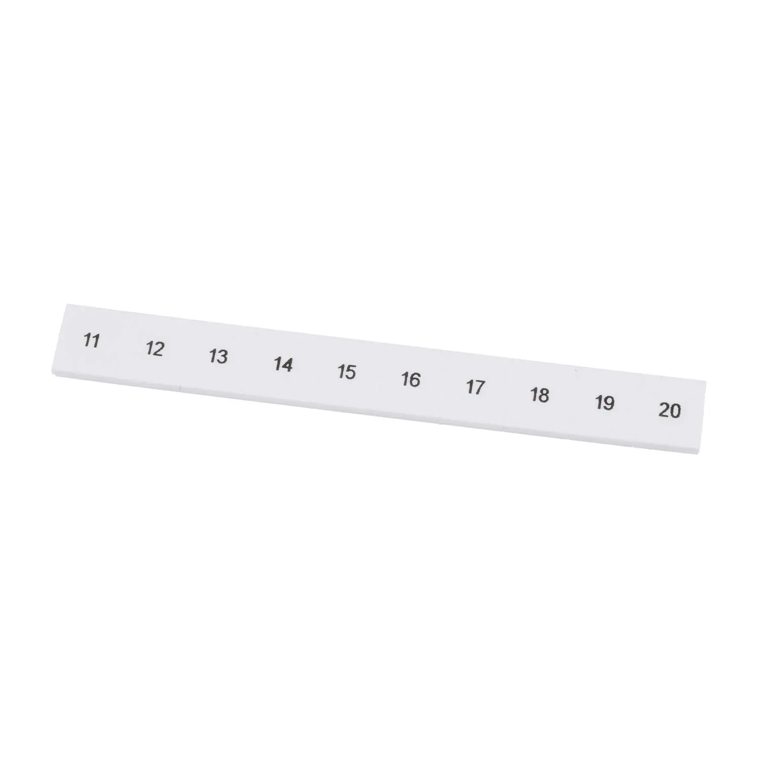 Produktfoto 1 von 1052015:0011 Phoenix Contact Markierungsstreifen 10-teilig 11 - 20 ZB 8 LGS fortlaufende Zahlen Werkstoff Polyamid (PA) weiß, Rastmaß 8,2mm