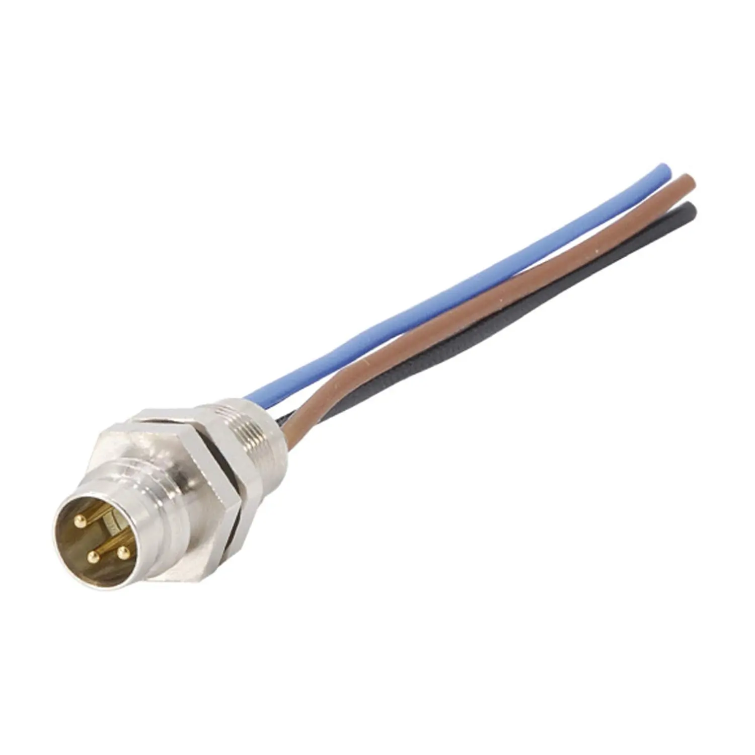 Produktfoto 1 von M8 Gerätesteckverbinder gerade Stift Polzahl 3-polig Vorderwand, Litzen 0,25mm² AWG24, Länge 200,0mm