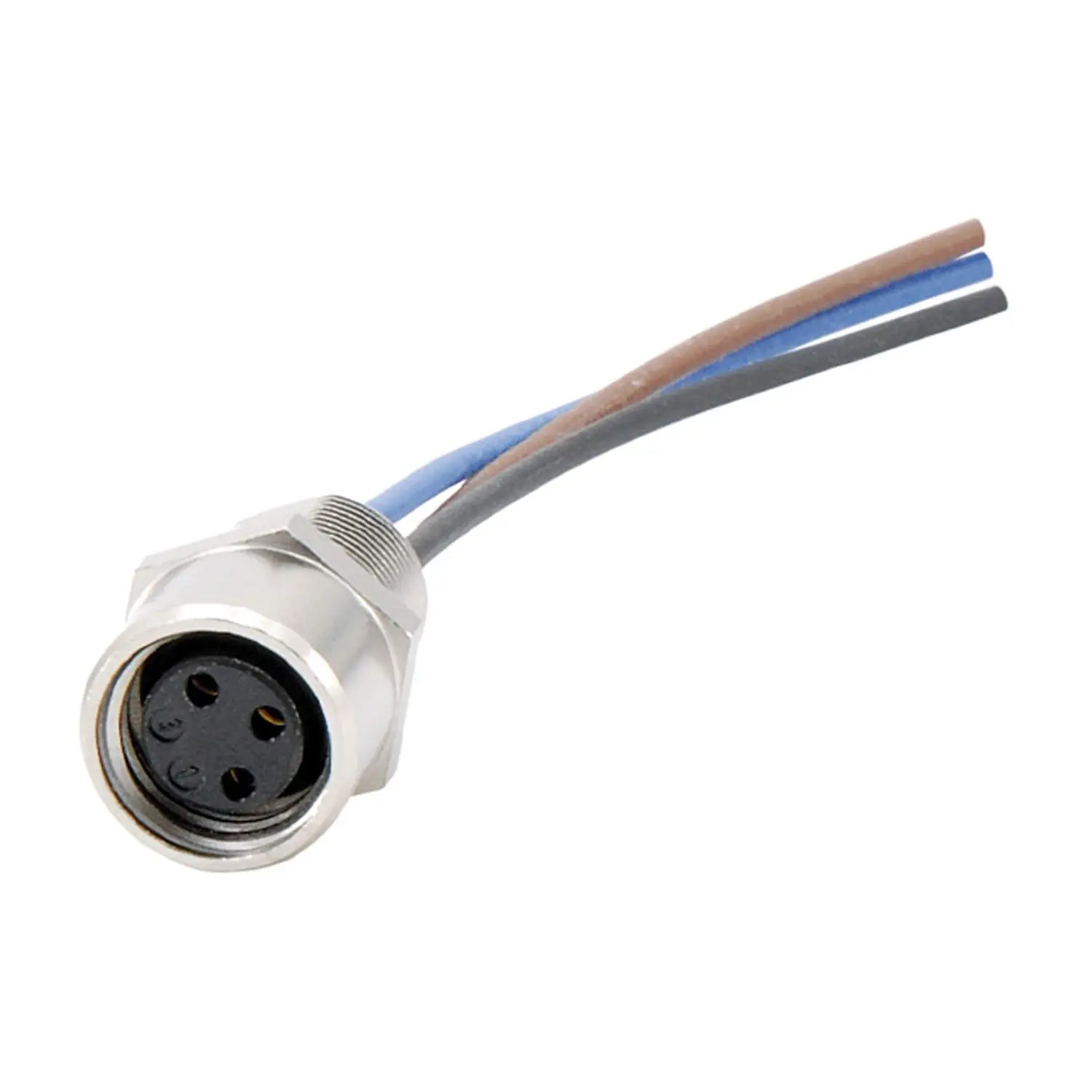 M8 Gerätesteckverbinder gerade Buchse Polzahl 3-polig Vorderwand, Litzen 0,25mm² AWG24, Länge 200,0mm