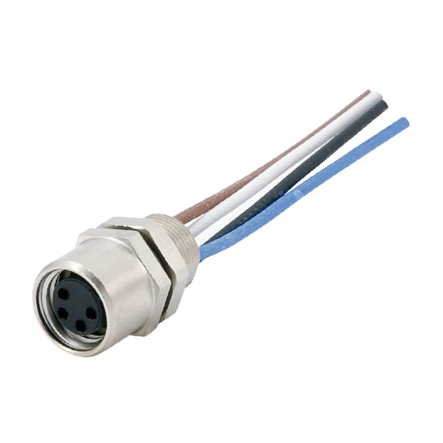 M8 Gerätesteckverbinder gerade Buchse Polzahl 4-polig Vorderwand, Litzen 0,25mm² AWG24, Länge 200,0mm