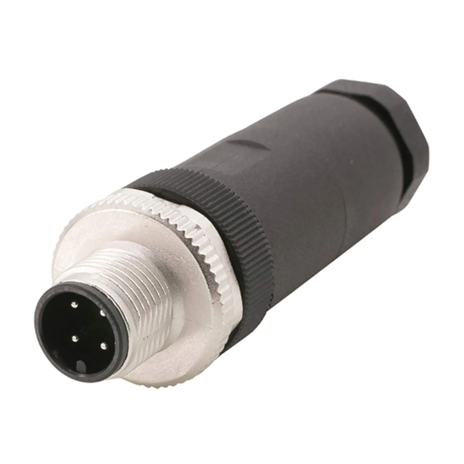 Produktfoto 1 von M12 Sensorsteckverbinder gerade Stift Schraubanschluss, Polzahl 4-polig Kabelabgang gerade, Klemmbereich 6,0mm - 8,0mm