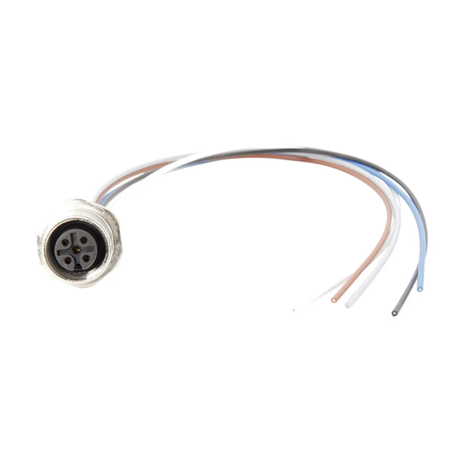 Produktfoto 1 von M12 Gerätesteckverbinder gerade Buchse Polzahl 5-polig Vorderwand, Litzen 0,25mm² AWG24, Länge 200,0mm