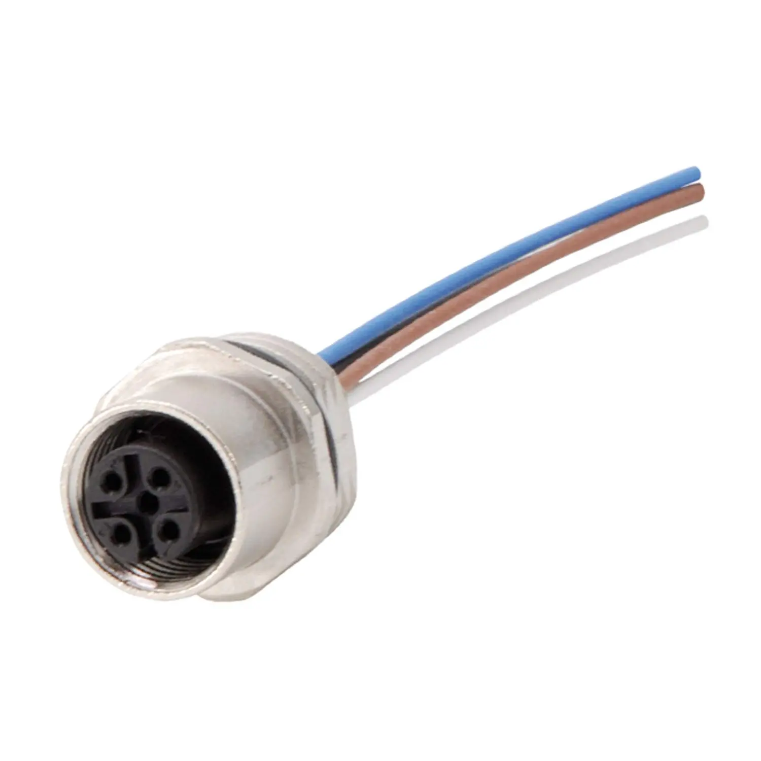 Produktfoto 1 von M12 Gerätesteckverbinder gerade Buchse Polzahl 4-polig Vorderwand, Litzen 0,25mm² AWG24, Länge 200,0mm