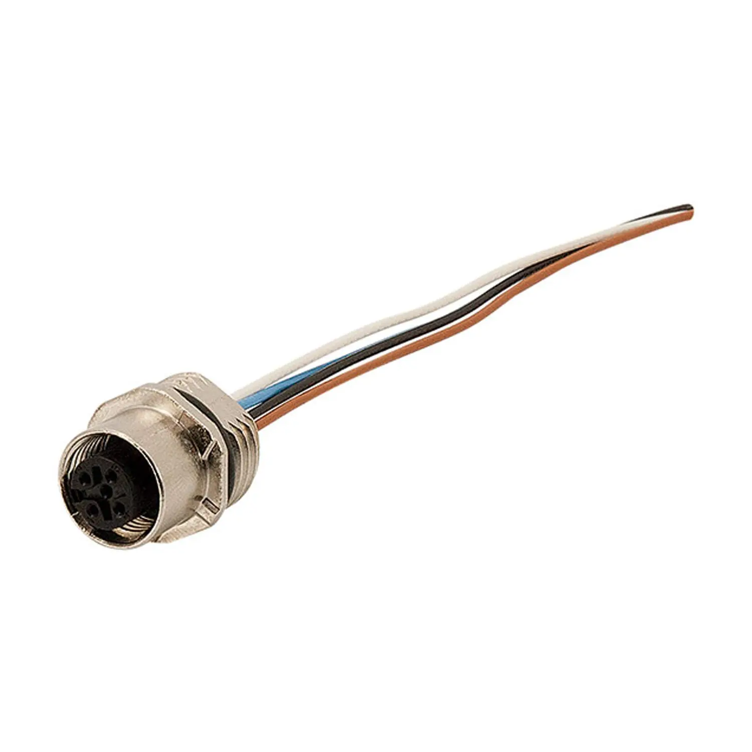 Produktfoto 1 von 1523434 Phoenix Contact M12 Gerätesteckverbinder gerade Buchse Polzahl 4-polig Vorderwand, Litzen 0,34mm² AWG22, Länge 500,0mm