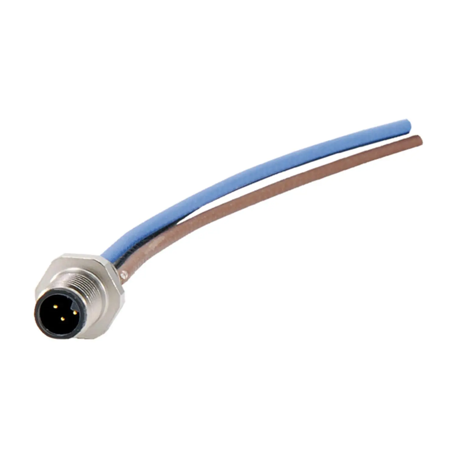 Produktfoto 1 von M5 Gerätesteckverbinder gerade Stift Polzahl 3-polig Vorderwand, Litzen 0,14mm² AWG26, Länge 200,0mm