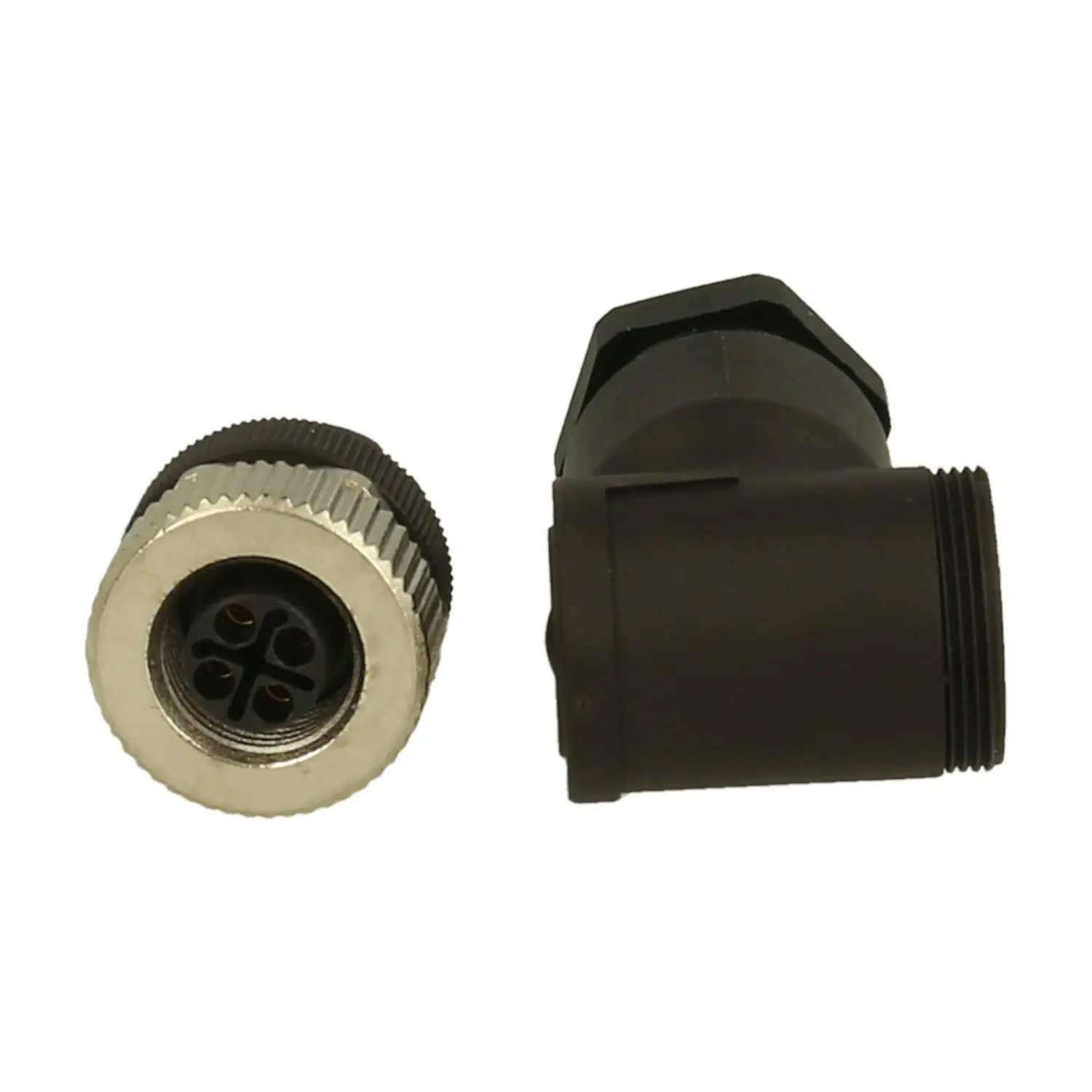 Produktfoto 1 von Sensorstecker M12 Buchse gewinkelt 4-polig 3 + PE Schraubanschluss, Kabeldurchlass 8-10mm, Anschluss
