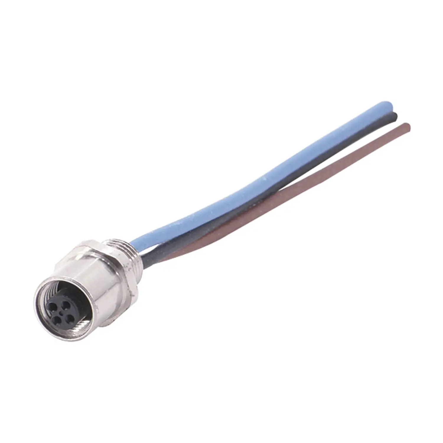 Produktfoto 1 von M5 Gerätesteckverbinder gerade Buchse Polzahl 3-polig Vorderwand, Litzen 0,14mm² AWG26, Länge 200,0mm