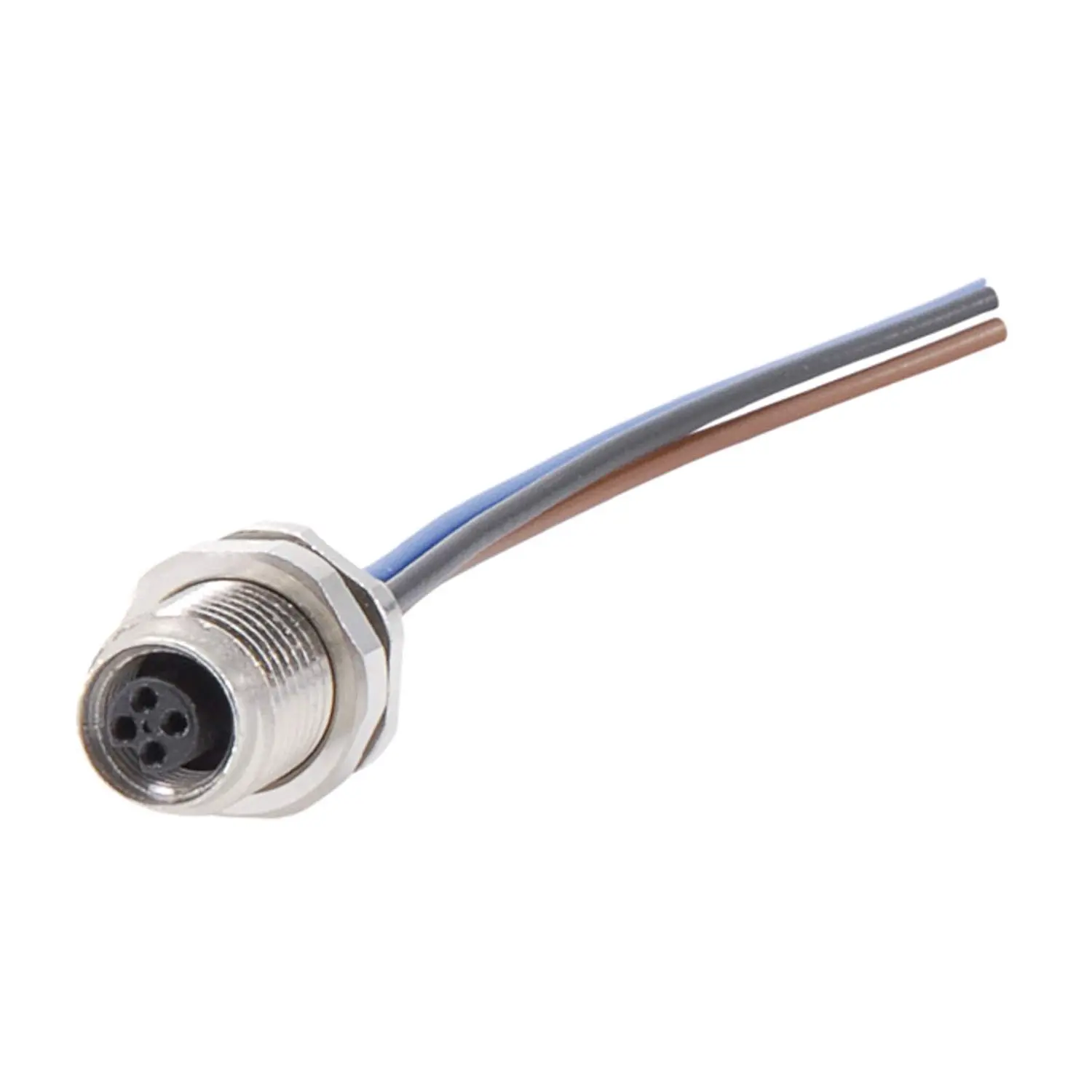 Produktfoto 1 von M5 Gerätesteckverbinder gerade Buchse Polzahl 3-polig Hinterwand, Litzen 0,14mm² AWG26, Länge 200,0mm