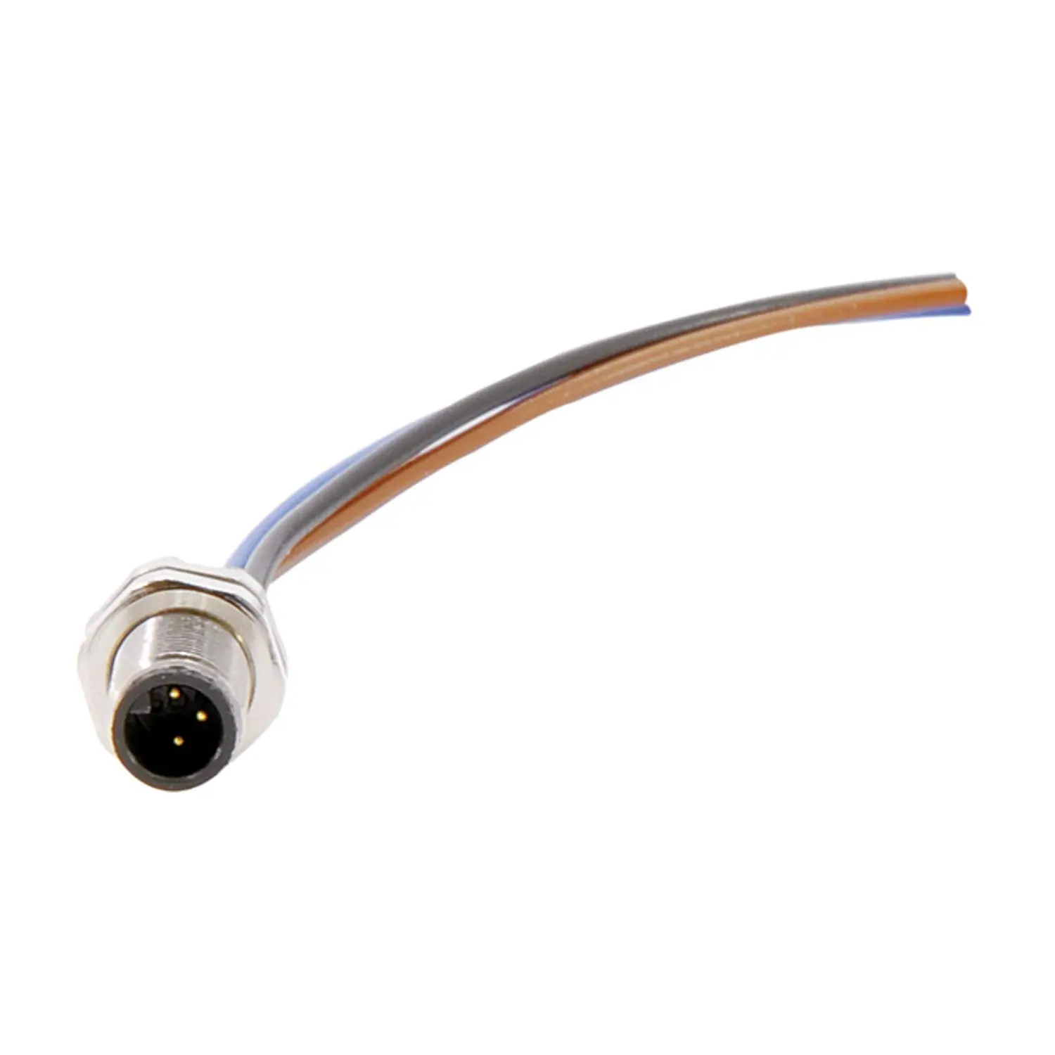 Produktfoto 1 von M5 Gerätesteckverbinder gerade Stift Polzahl 3-polig Hinterwand, Litzen 0,14mm² AWG26, Länge 200,0mm