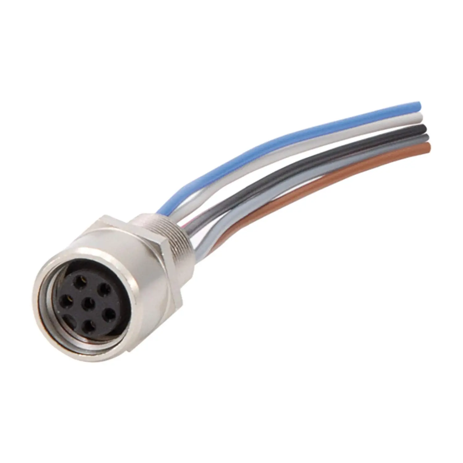 Produktfoto 1 von M8 Gerätesteckverbinder gerade Buchse Polzahl 6-polig Vorderwand, Litzen 0,25mm² AWG24, Länge 200,0mm