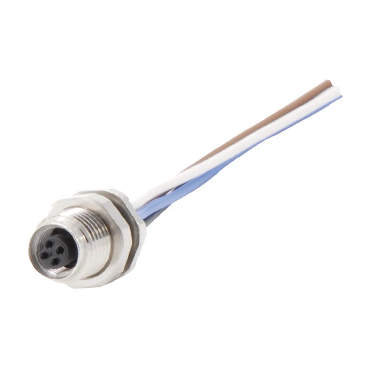 Produktfoto 1 von M5 Gerätesteckverbinder gerade Buchse Polzahl 4-polig Hinterwand, Litzen 0,14mm² AWG26, Länge 200,0mm