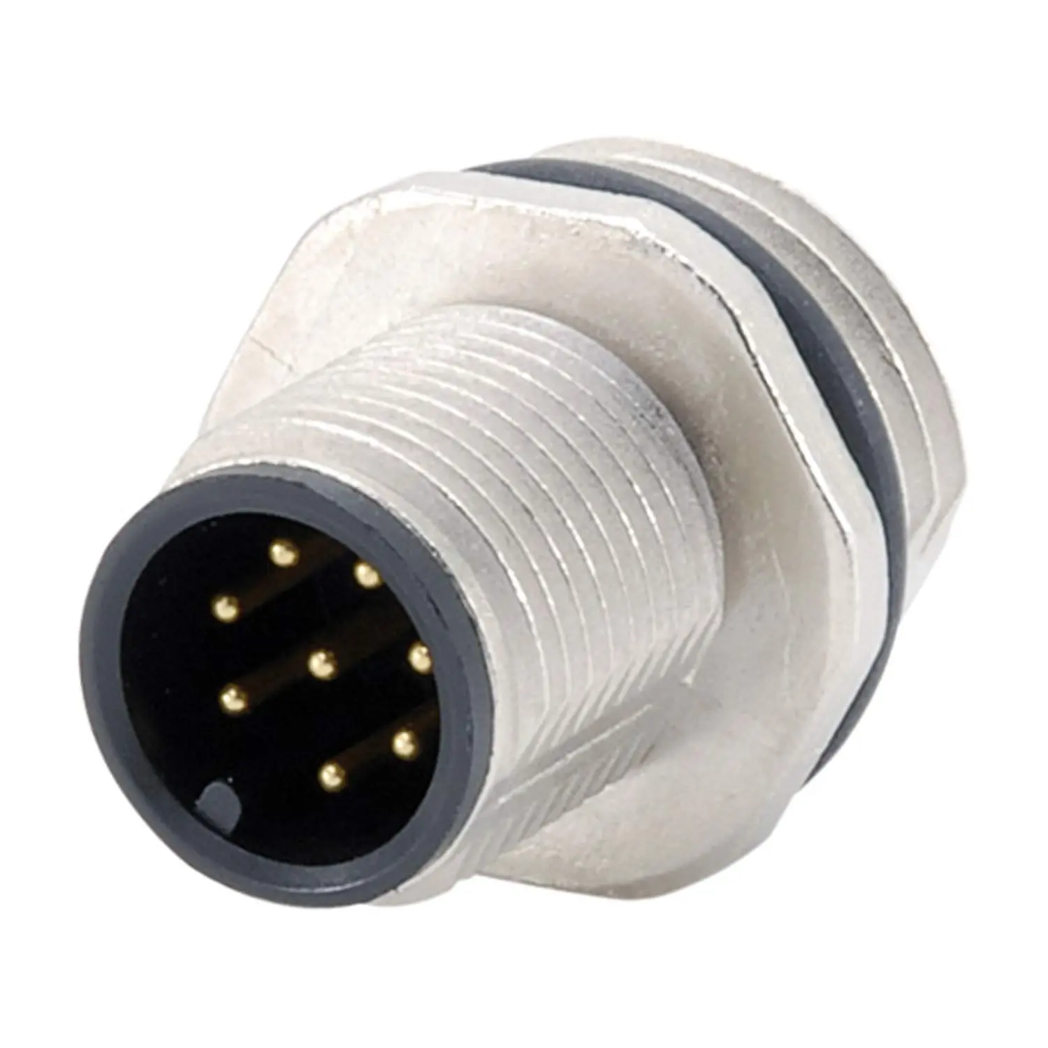 Produktfoto 1 von M12 Gerätesteckverbinder gerade Stift Lötanschluss, Polzahl 8-polig Vorderwand