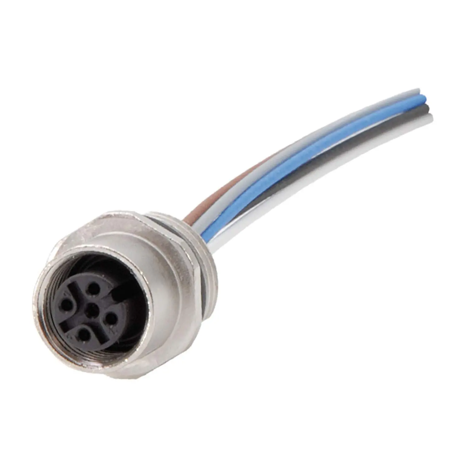 Produktfoto 1 von M12 Gerätesteckverbinder gerade Buchse Polzahl 5-polig Vorderwand, Litzen 0,25mm² AWG24, Länge 200,0mm