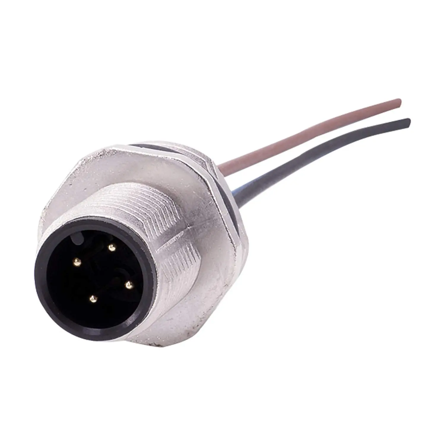 Produktfoto 1 von M12 Gerätesteckverbinder gerade Stift Polzahl 4-polig Vorderwand, Litzen 0,25mm² AWG24, Länge 200,0mm