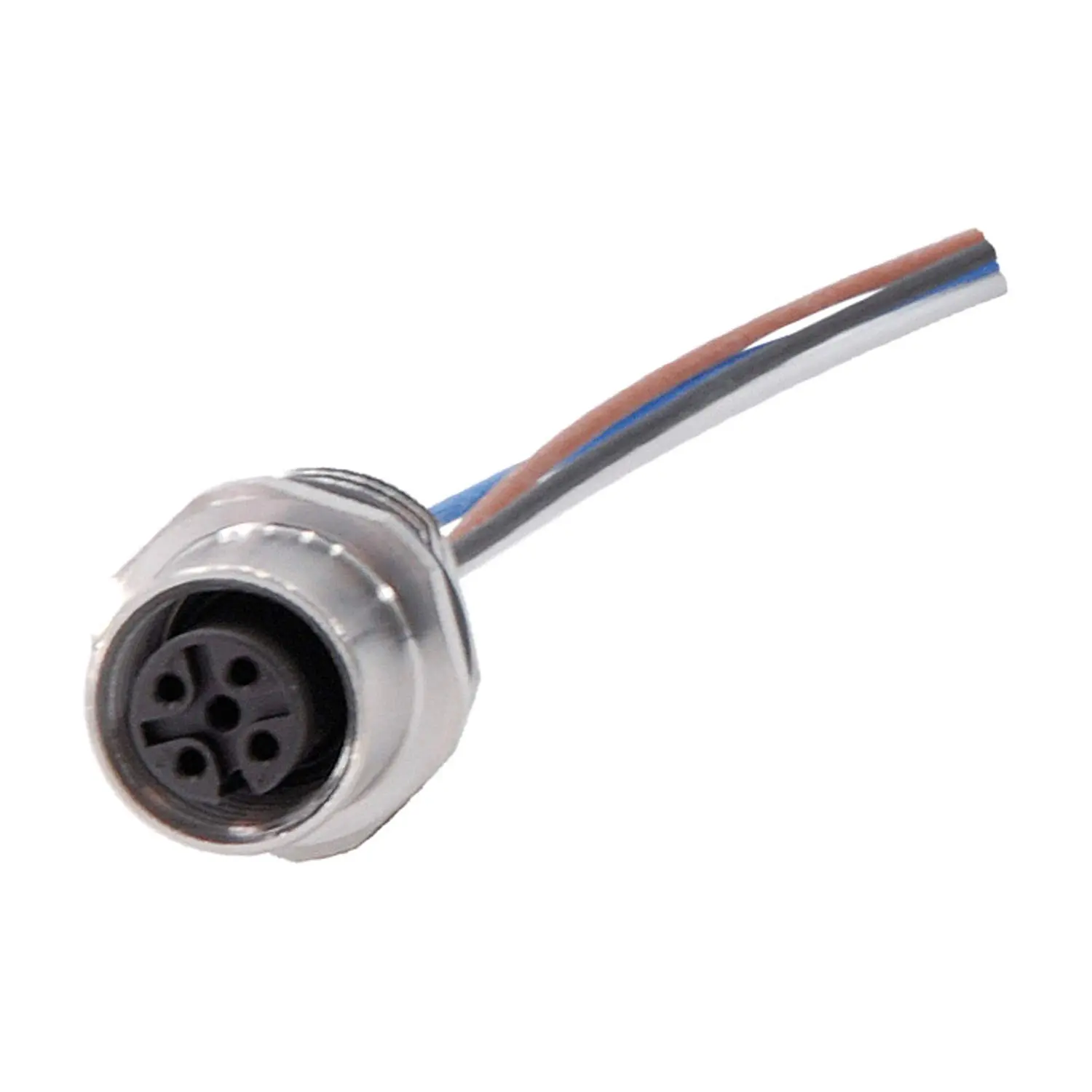 Produktfoto 1 von M12 Gerätesteckverbinder gerade Buchse Polzahl 4-polig Vorderwand, Litzen 0,25mm² AWG24, Länge 200,0mm