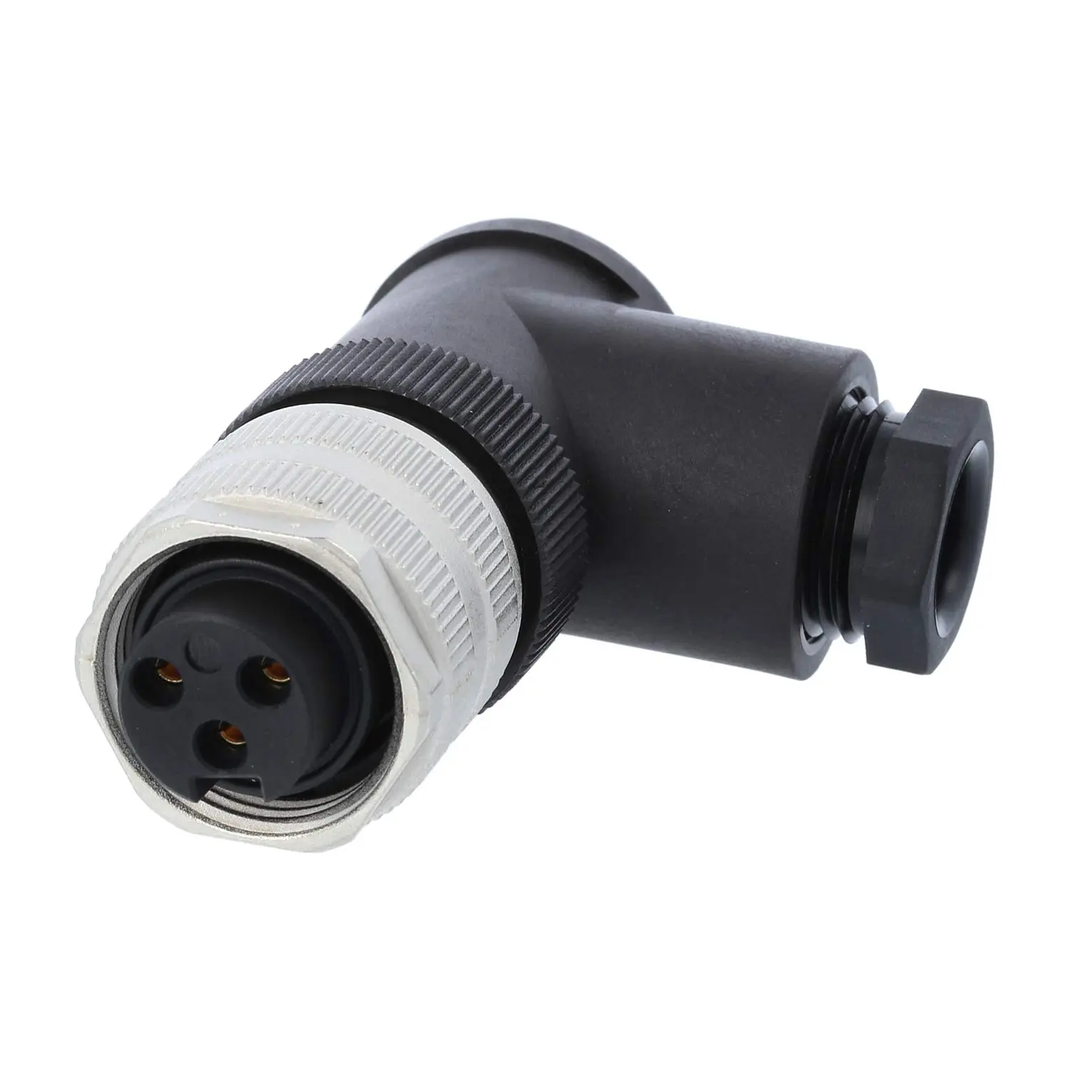 Produktfoto 1 von 7/8" Kabelsteckverbinder gewinkelt Buchse Schraubanschluss, Polzahl 2+PE Kabelabgang seitlich, Klemmbereich 8,0mm - 10,0mm