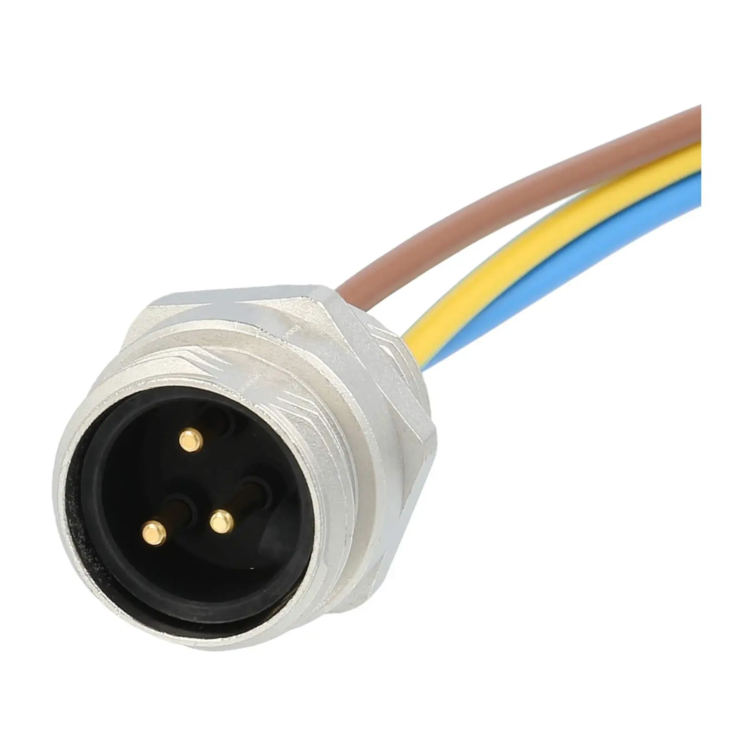 Produktfoto 1 von 7/8" Gerätesteckverbinder gerade Stift Polzahl 2+PE Vorderwand, Litzen 3G0,82mm² AWG18, Länge 200,0mm