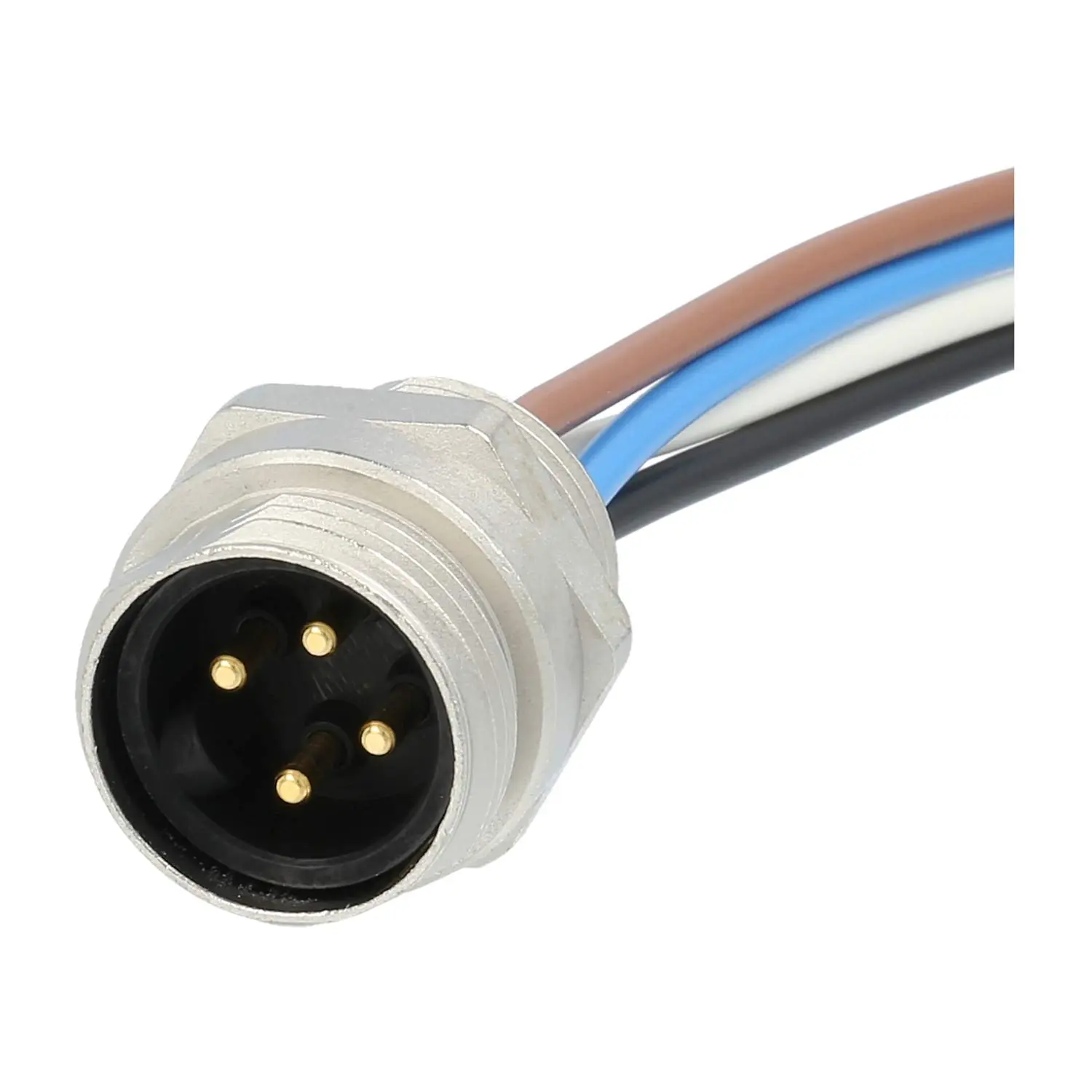 Produktfoto 1 von 7/8" Gerätesteckverbinder gerade Stift Polzahl 4-polig Vorderwand, Litzen 0,82mm² AWG18, Länge 200,0mm