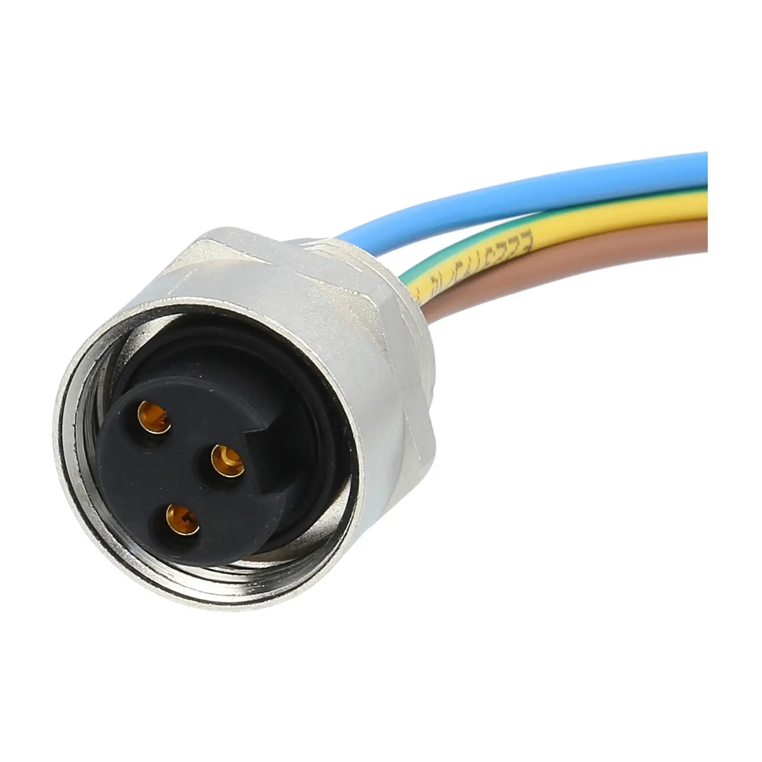Produktfoto 1 von 7/8" Gerätesteckverbinder gerade Buchse Polzahl 2+PE Vorderwand, Litzen 3G0,82mm² AWG18, Länge 200,0mm