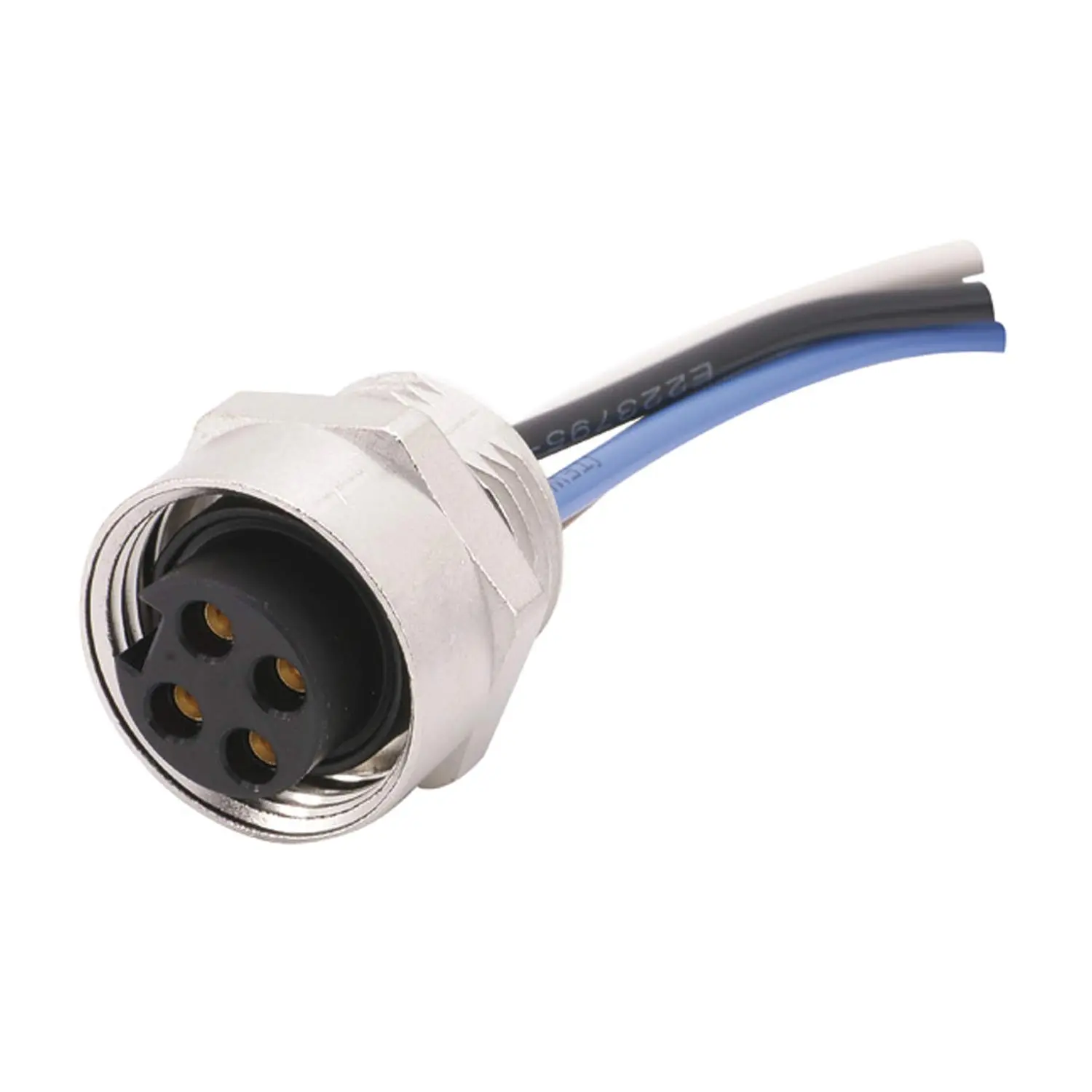 Produktfoto 1 von 7/8" Gerätesteckverbinder gerade Buchse Polzahl 4-polig Vorderwand, Litzen 0,82mm² AWG18, Länge 200,0mm