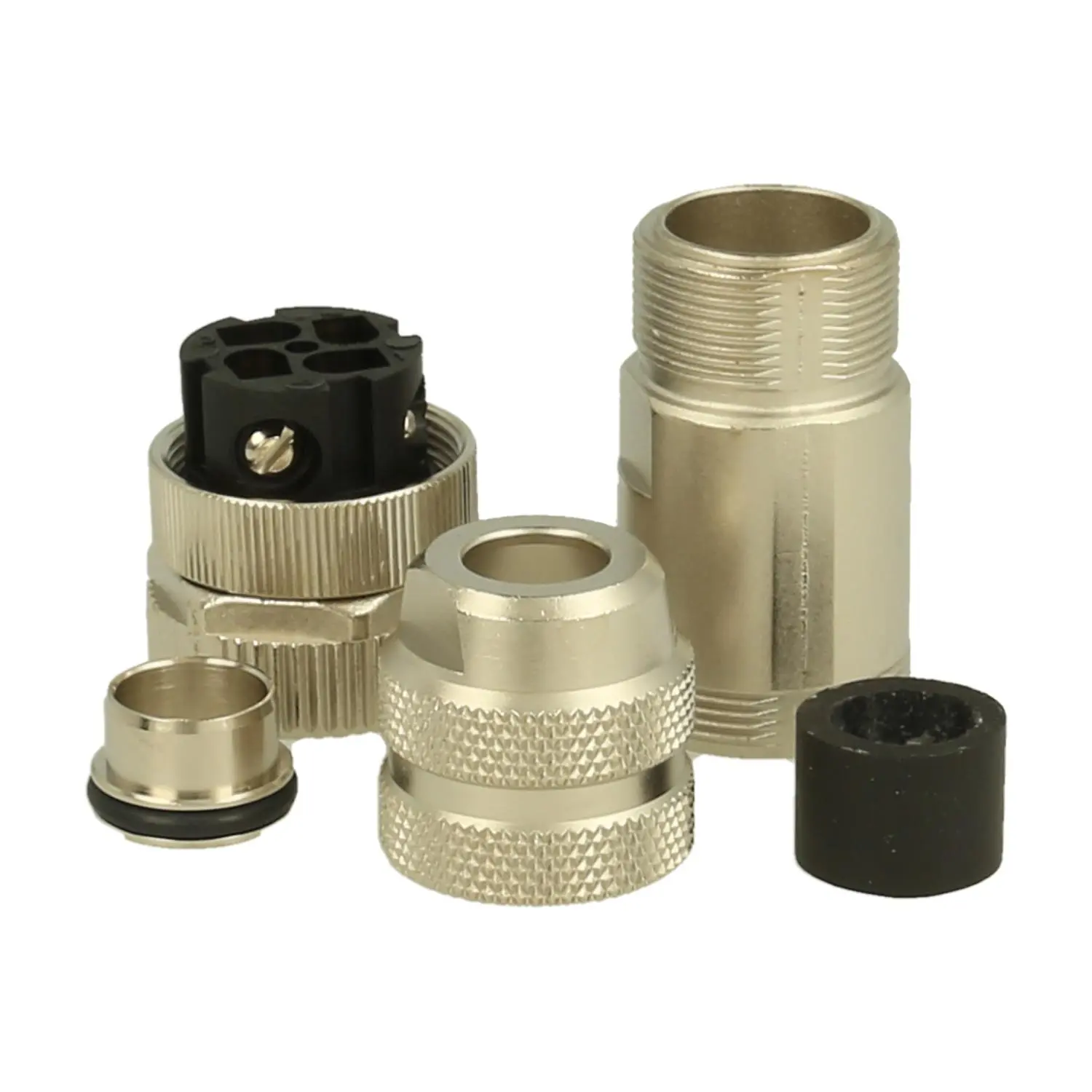 Produktfoto 1 von Sensorstecker M12 Buchse gerade 4-polig Schraubanschluss, Cat. 5 Kabeldurchlass 6-8mm, Anschlussquerschnitt bis 0,75qmm D-codiert geschirmt über Schirmring