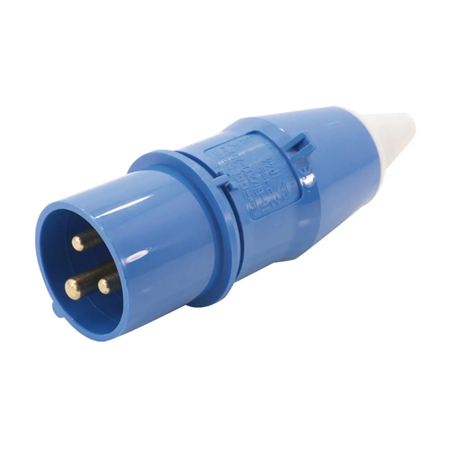 16 Ampere CEE Steckverbinder 3-polig (2P+PE) Stift, Kodierung 6h himmelblau RAL 5015 200/250V Frequenz 50 und 60Hz