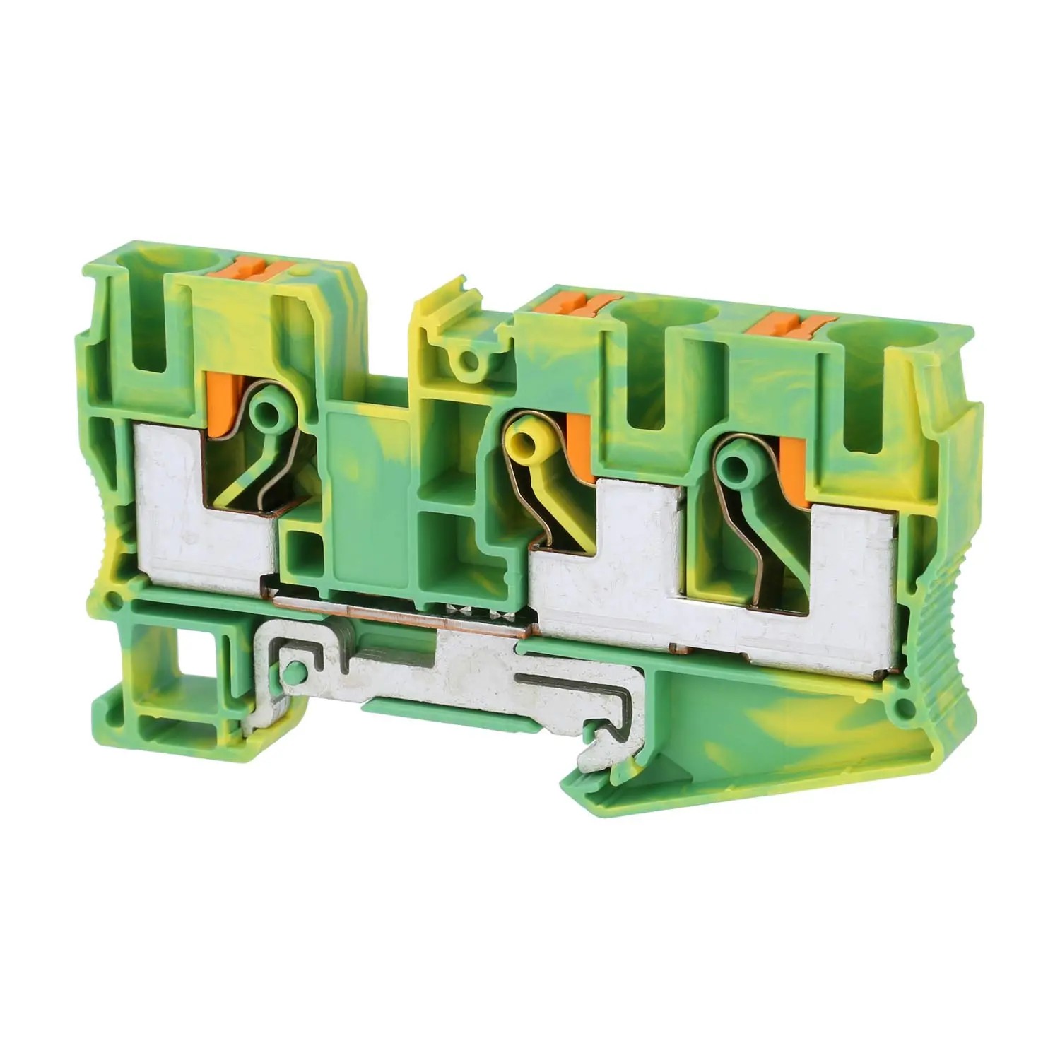 Produktfoto 1 von 3208745 Phoenix Contact Schutzleiter-Reihenklemme PT 10-TWIN PE Push-In-Anschluss Querschnitt starr 0,5mm² - 16mm² AWG20 - AWG6