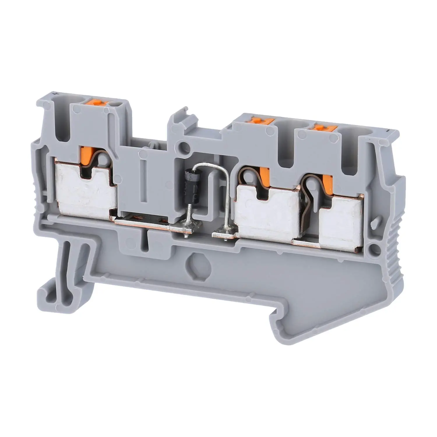 Produktfoto 1 von 3210240 Phoenix Contact Diodenklemme PT 2,5-TWIN-DIO/L-R mit eingebauter Diode, Push-In-Anschluss Nennspannung 800V Kurzzeitstrom 0,30kA