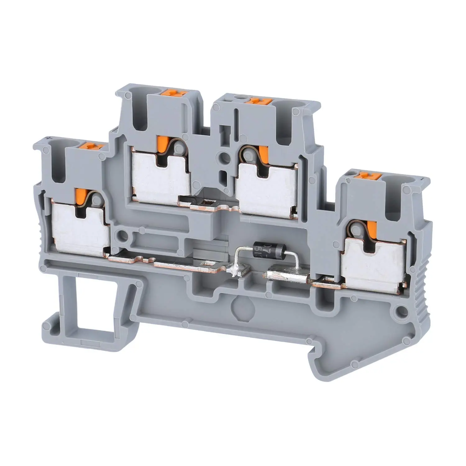 Produktfoto 1 von 3211427 Phoenix Contact Dioden-Doppelstockklemme PTTB 2,5-DIO/UL-UR mit eingebauter Diode, Push-In-Anschluss Nennspannung 500V Kurzzeitstrom 0,30kA