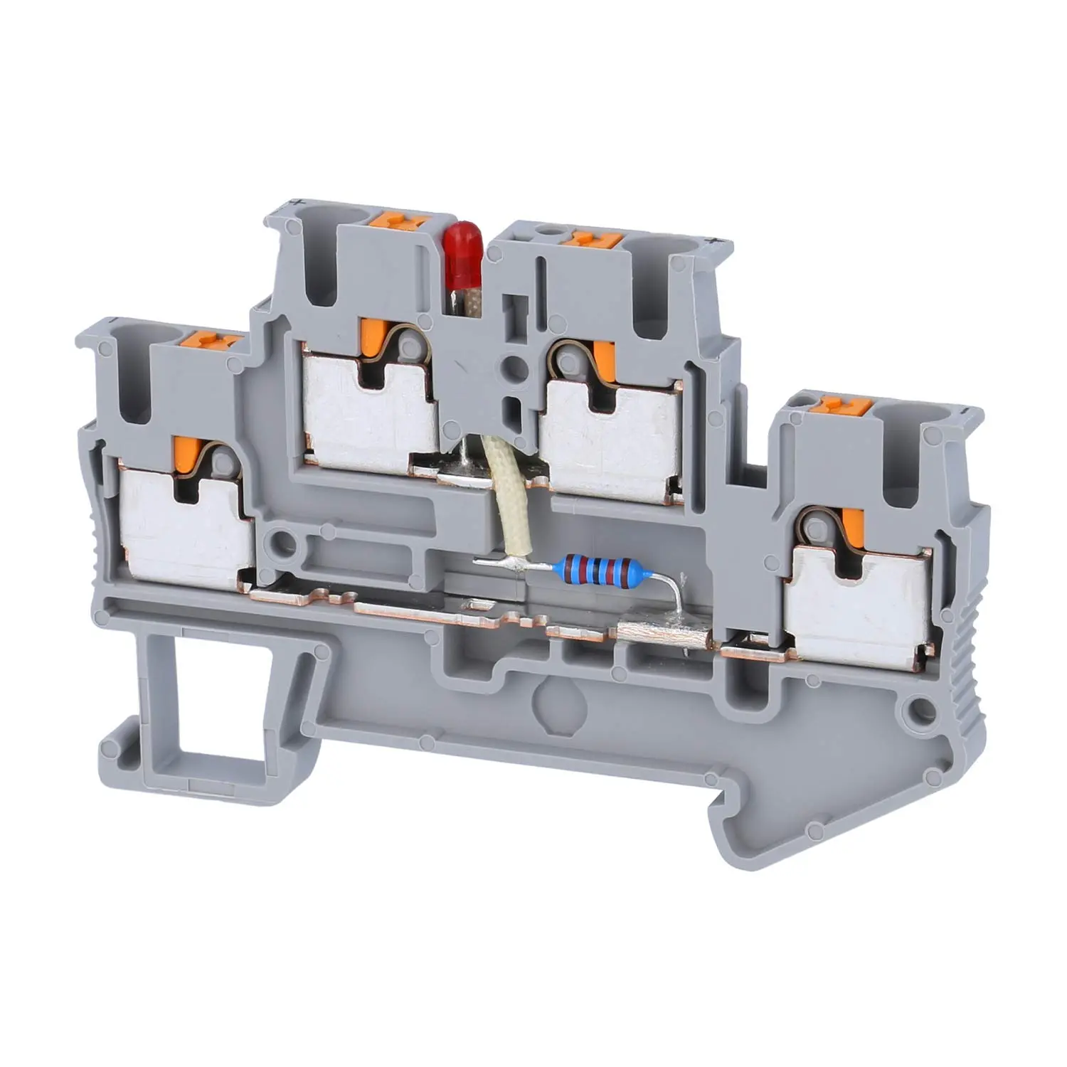Produktfoto 1 von 3211456 Phoenix Contact Dioden-Doppelstockklemme PTTB 2,5-LA24 RD mit Leuchtanzeige für 12-30V, Push-In-Anschluss Nennspannung 500V Kurzzeitstrom 0,30kA