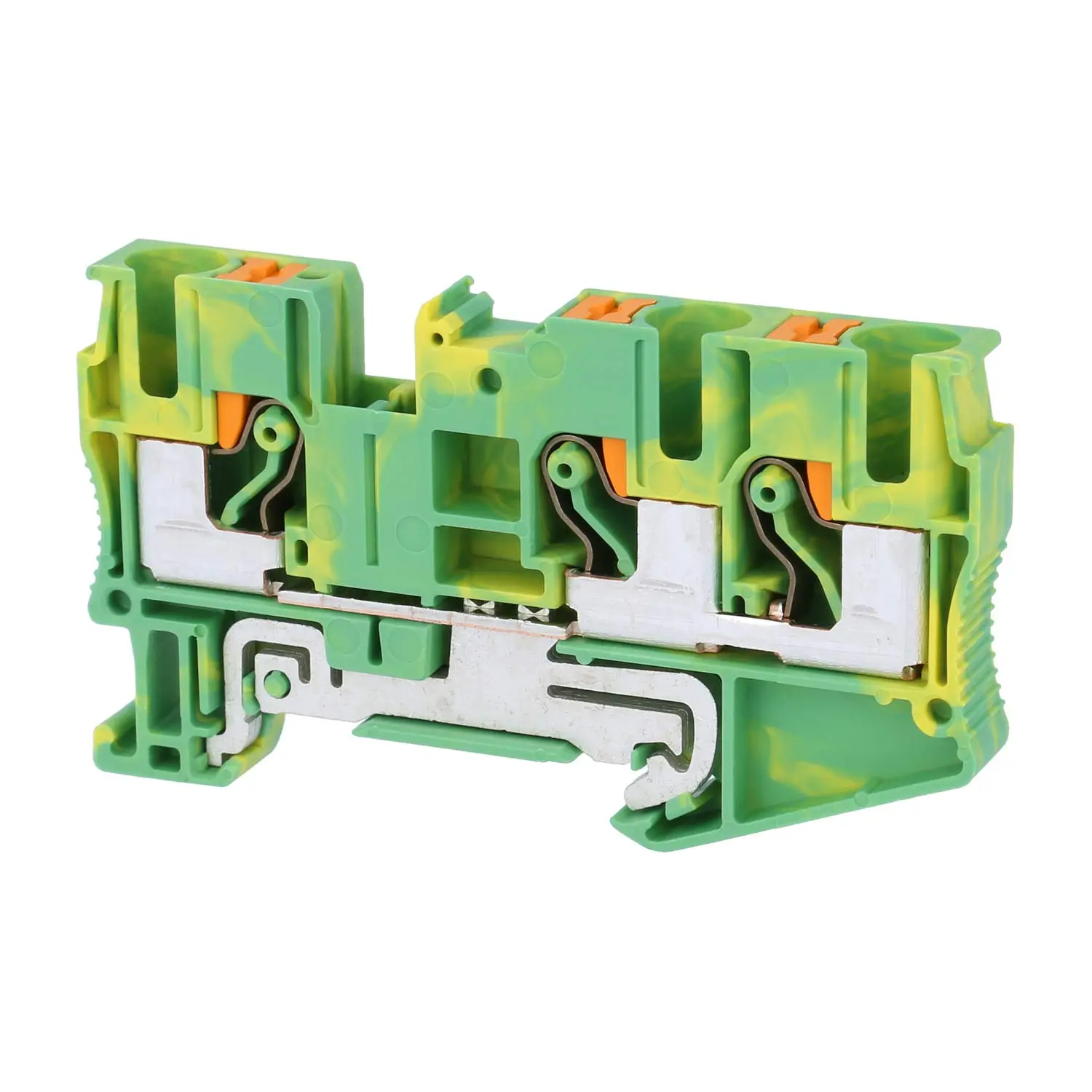 Produktfoto 1 von 3211498 Phoenix Contact Schutzleiter-Reihenklemme PT 6-TWIN PE Push-In-Anschluss Querschnitt starr 0,5mm² - 10mm² AWG20 - AWG8