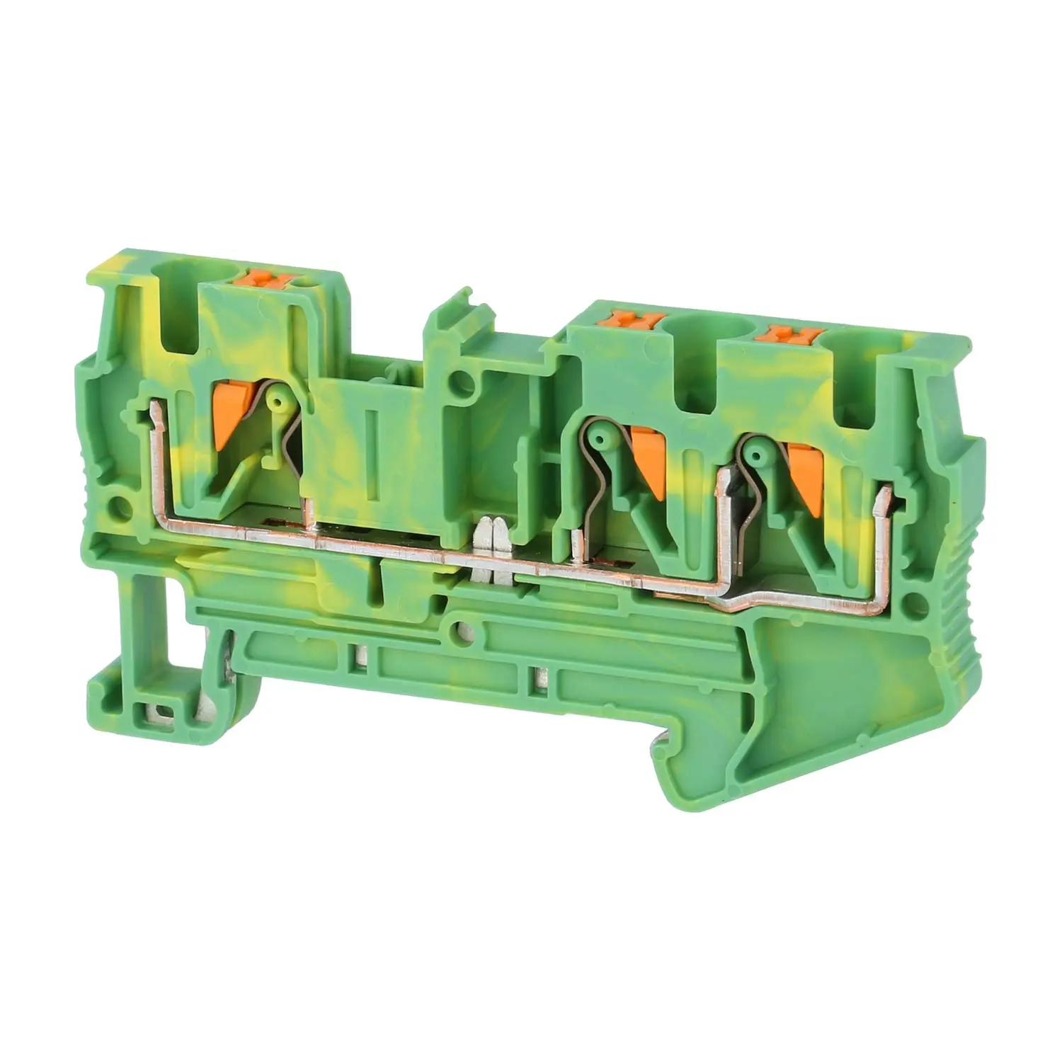 Produktfoto 1 von 3211780 Phoenix Contact Schutzleiter-Reihenklemme PT 4-TWIN PE Push-In-Anschluss Querschnitt starr 0,2mm² - 6mm² AWG24 - AWG10