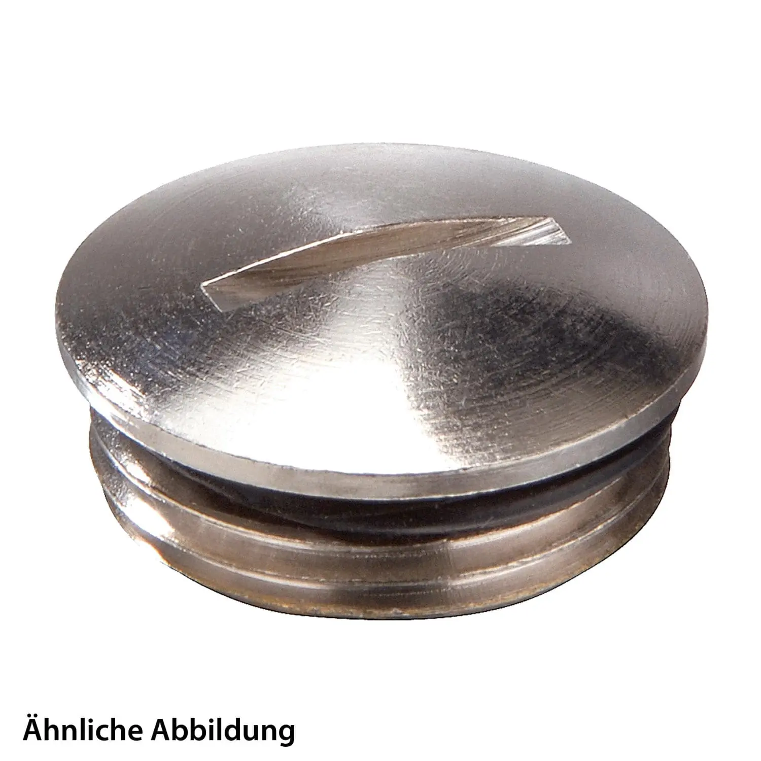 Produktfoto 1 von Blindstopfen M40x1,5 rund mit Schlitz inkl. O-Ring Messing (CuZn) vernickelt Gewindelänge 8,0mm