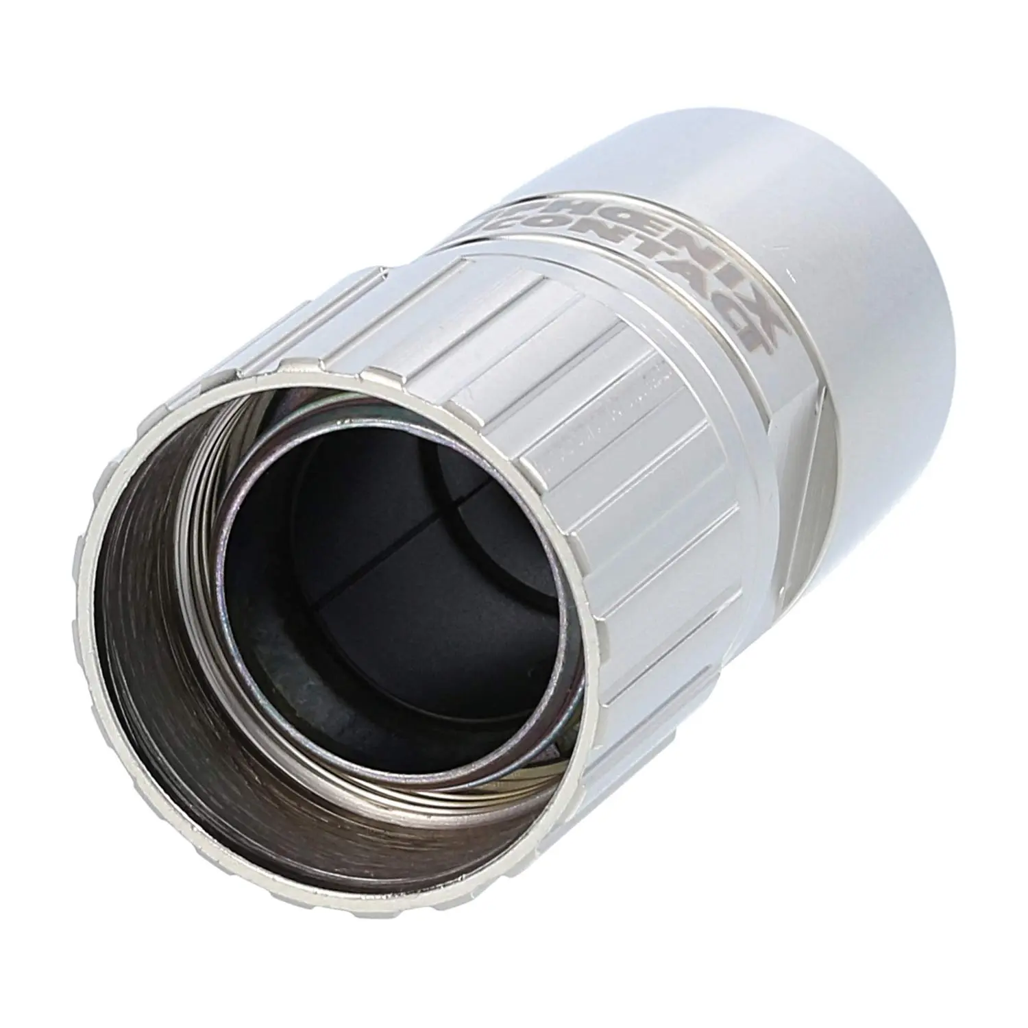 Produktfoto 1 von 1605029 Phoenix Contact M23 RC Kabelsteckverbinder gerade Stift / Buchse Kabelabgang gerade M20x1,5, Klemmbereich 7,0mm - 12,5mm Farbe silber