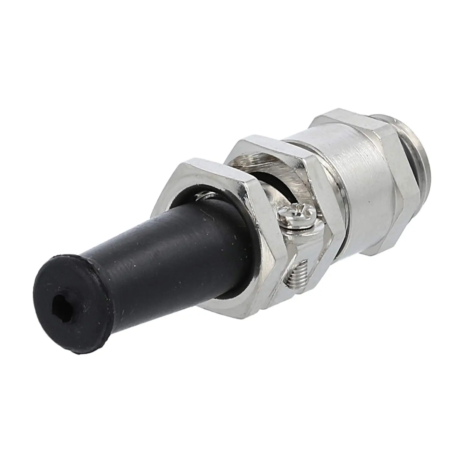 Produktfoto 1 von 52106410 LAPP Verschraubung mit Biegeschutz M12x1,5 ZBKM-12/1 Sechskant-Zwischenstutzen Messing (CuZn) vernickelt Gewindelänge 5,0mm