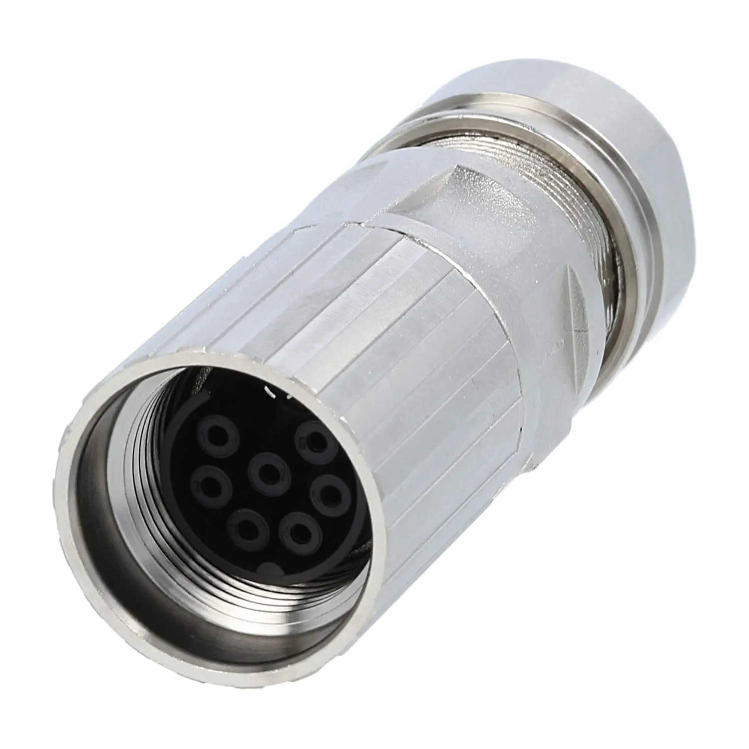 Produktfoto 1 von M17 Kabelsteckverbinder gerade Buchse Crimpanschluss, Polzahl 7+PE Kabelabgang gerade, Klemmbereich 8,0mm - 10,0mm