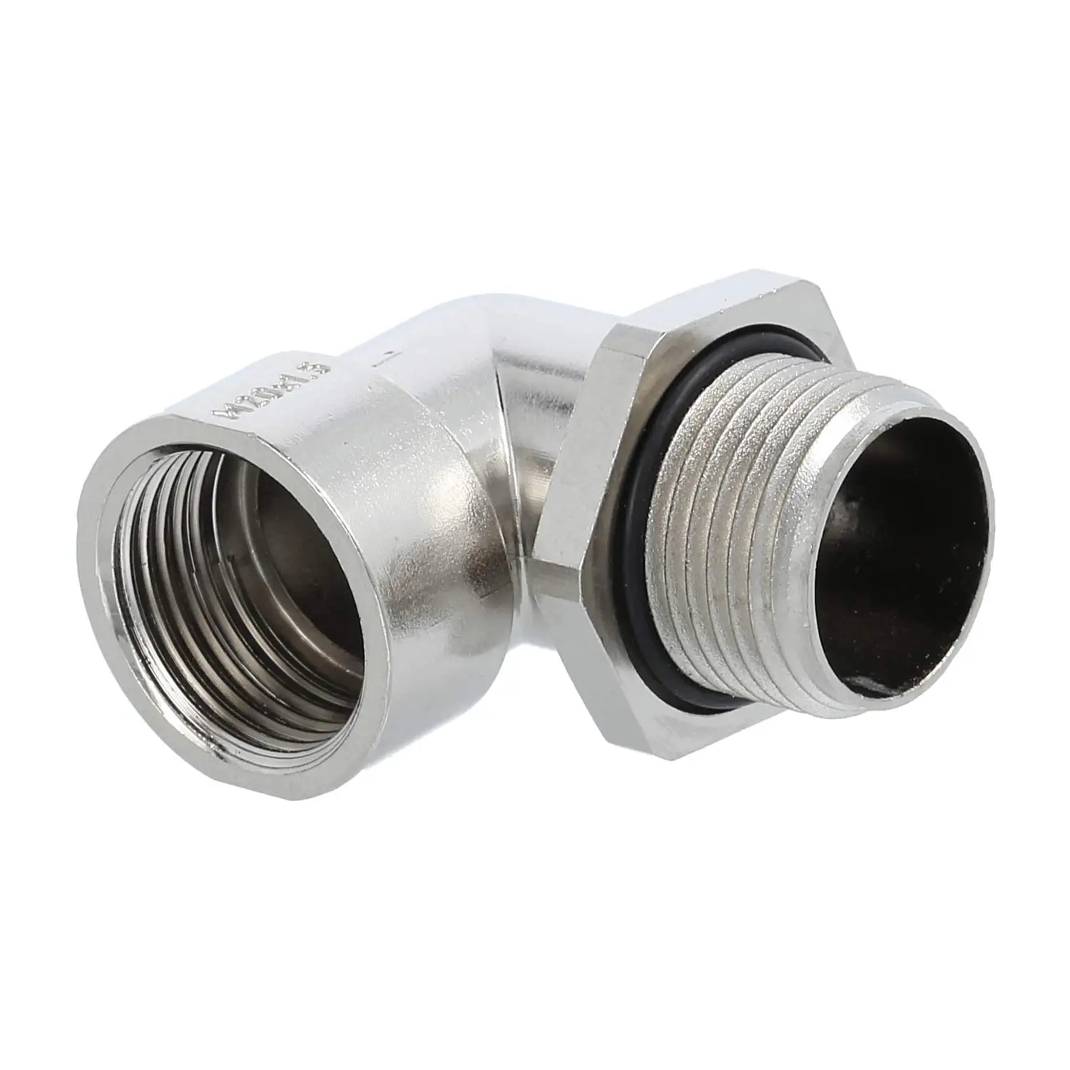 Produktfoto 1 von Winkelverschraubung M20x1,5 KMW-M20 Zink-Druckguss vernickelt Gewindelänge 16,0mm