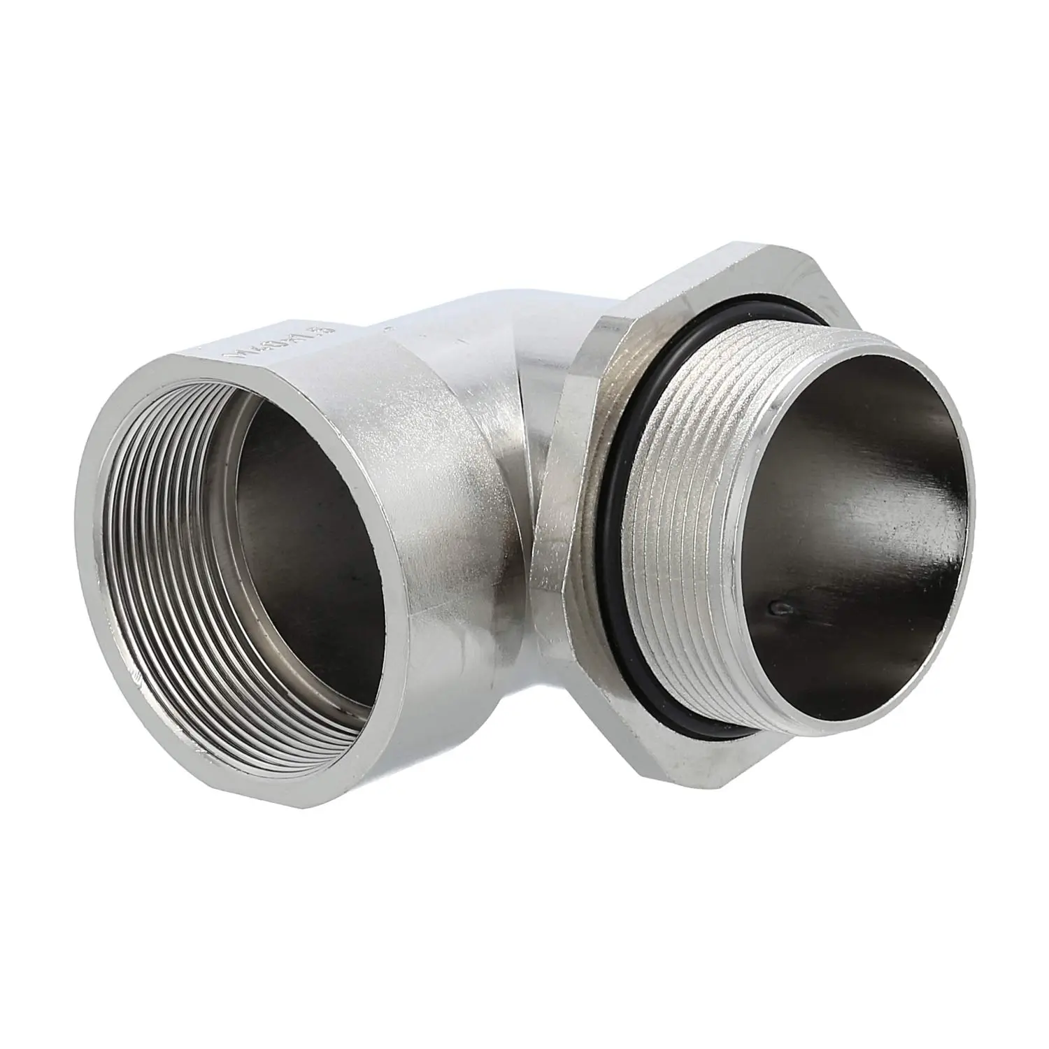 Produktfoto 1 von Winkelverschraubung M40x1,5 KMW-M40 Zink-Druckguss vernickelt Gewindelänge 19,0mm