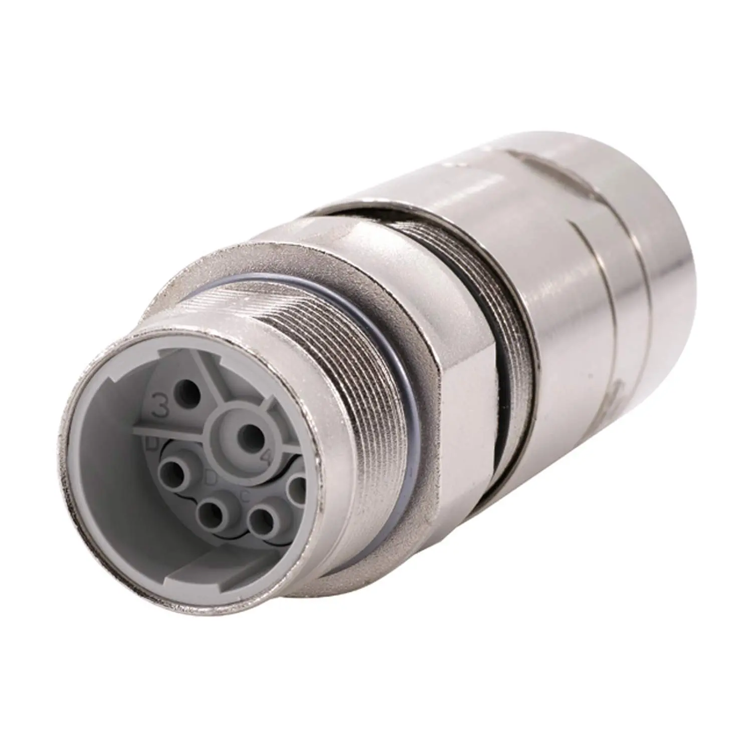 Produktfoto 1 von 1605583 Phoenix Contact M23 Kupplungssteckverbinder gerade Stift Crimpanschluss, Polzahl 3+4+PE Kabelabgang gerade, Klemmbereich 7,5mm - 18,0mm