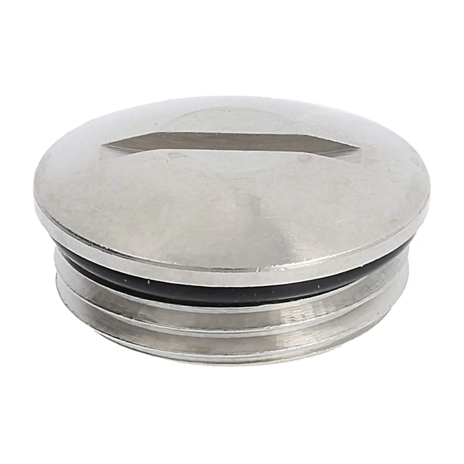 Produktfoto 1 von 10065082 WISKA Blindstopfen M20x1,5 MBR-M20 rund mit Schlitz inkl. O-Ring Messing (CuZn) vernickelt Gewindelänge 6,0mm