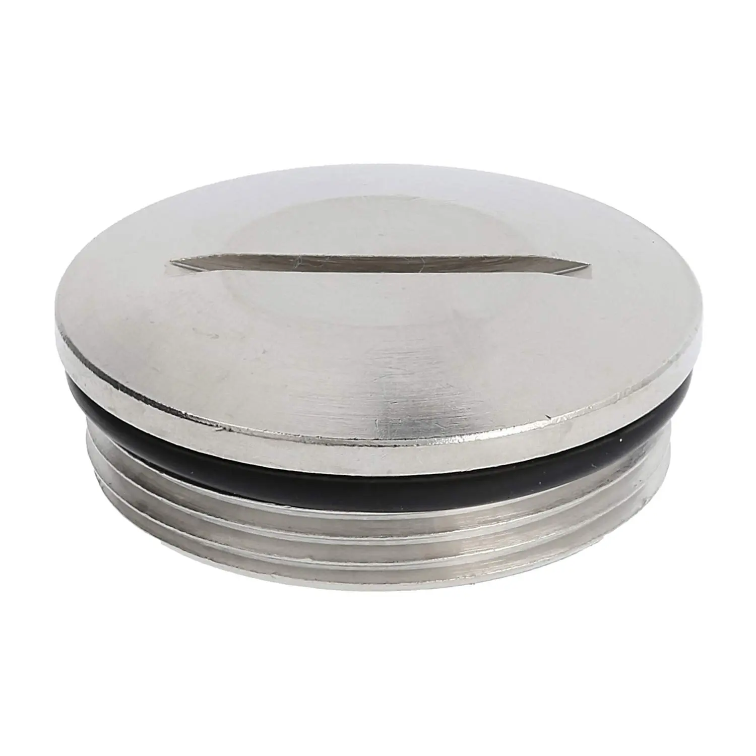 Produktfoto 1 von 10065084 WISKA Blindstopfen M32x1,5 MBR-M32 rund mit Schlitz inkl. O-Ring Messing (CuZn) vernickelt Gewindelänge 8,0mm