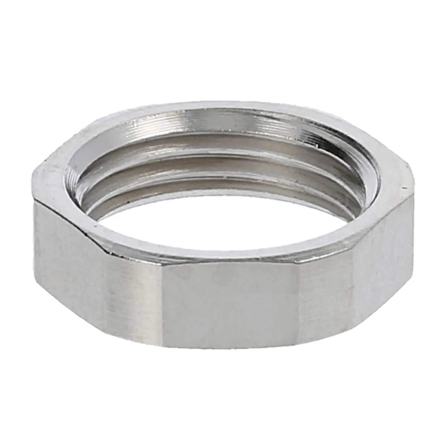 Produktfoto 1 von Gegenmutter M12x1 GMS-M12x1,0 Sechskant Messing (CuZn) vernickelt Farbe silber