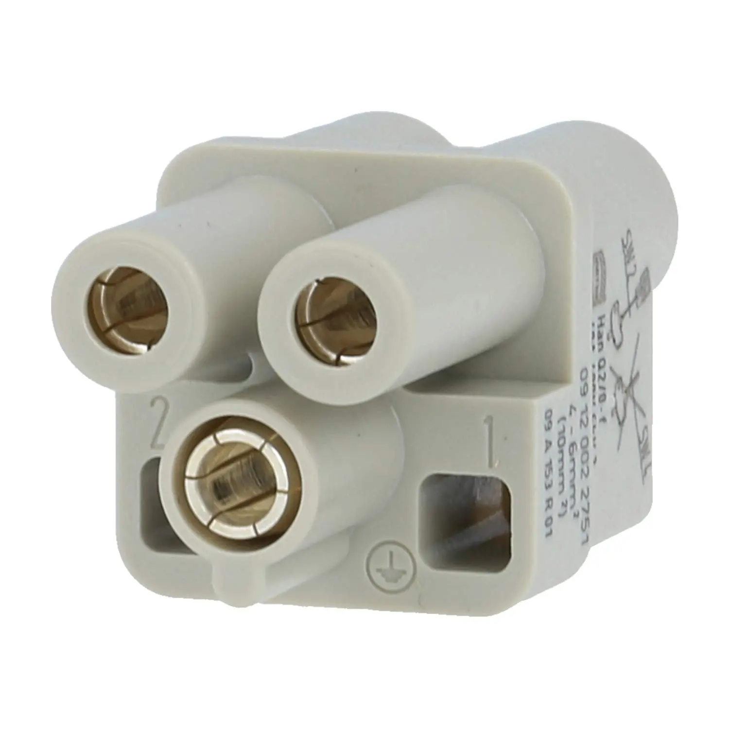 Produktfoto 1 von 09120022751 HARTING Han Q2/0 Buchseneinsatz (F) Axialschraubanschluss, 2-polig+PE 400V, 40A