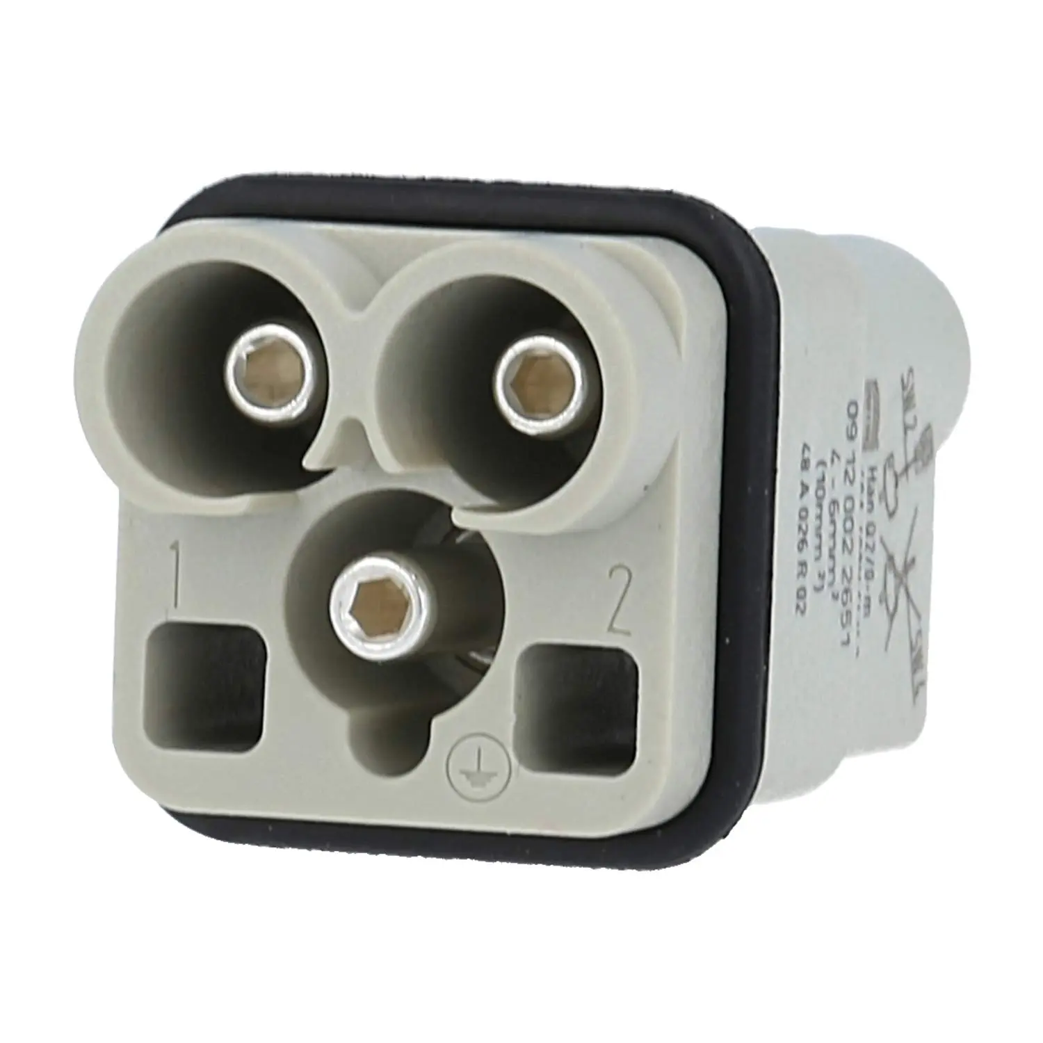 Produktfoto 1 von 09120022651 HARTING Han Q2/0 Stifteinsatz (M) Axialschraubanschluss, 2-polig+PE 400V, 40A