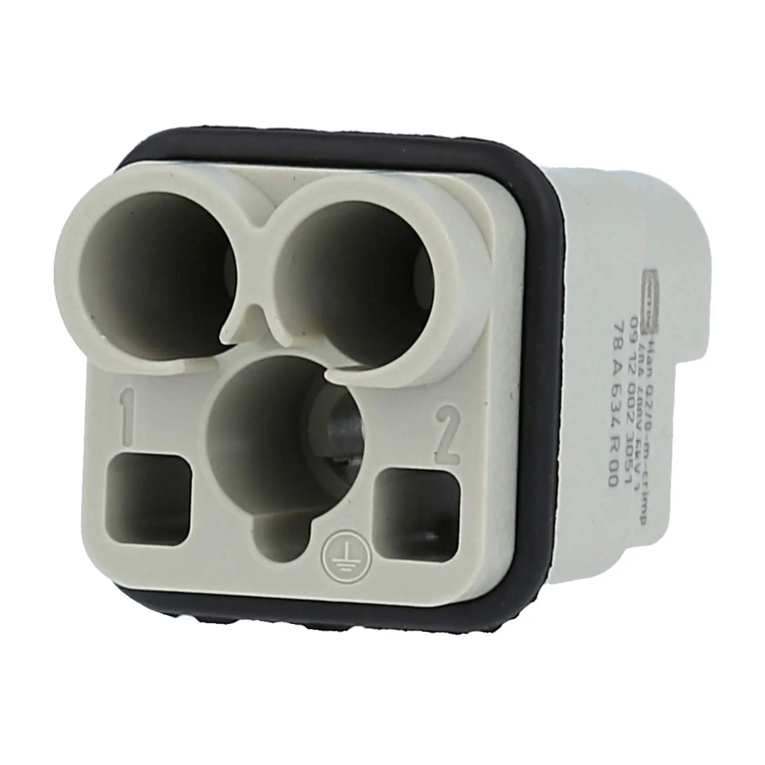 Produktfoto 1 von 09120023051 HARTING Han Q2/0 Stifteinsatz (M) Crimpanschluss, 2-polig+PE 400V, 40A