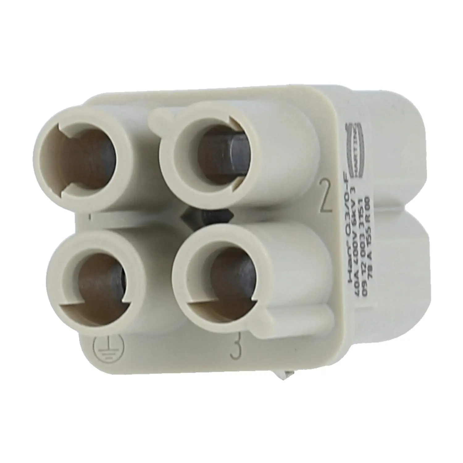 Produktfoto 1 von 09120033151 HARTING Han Q3/0 Buchseneinsatz (F) Crimpanschluss, 3-polig+PE 400V, 40A