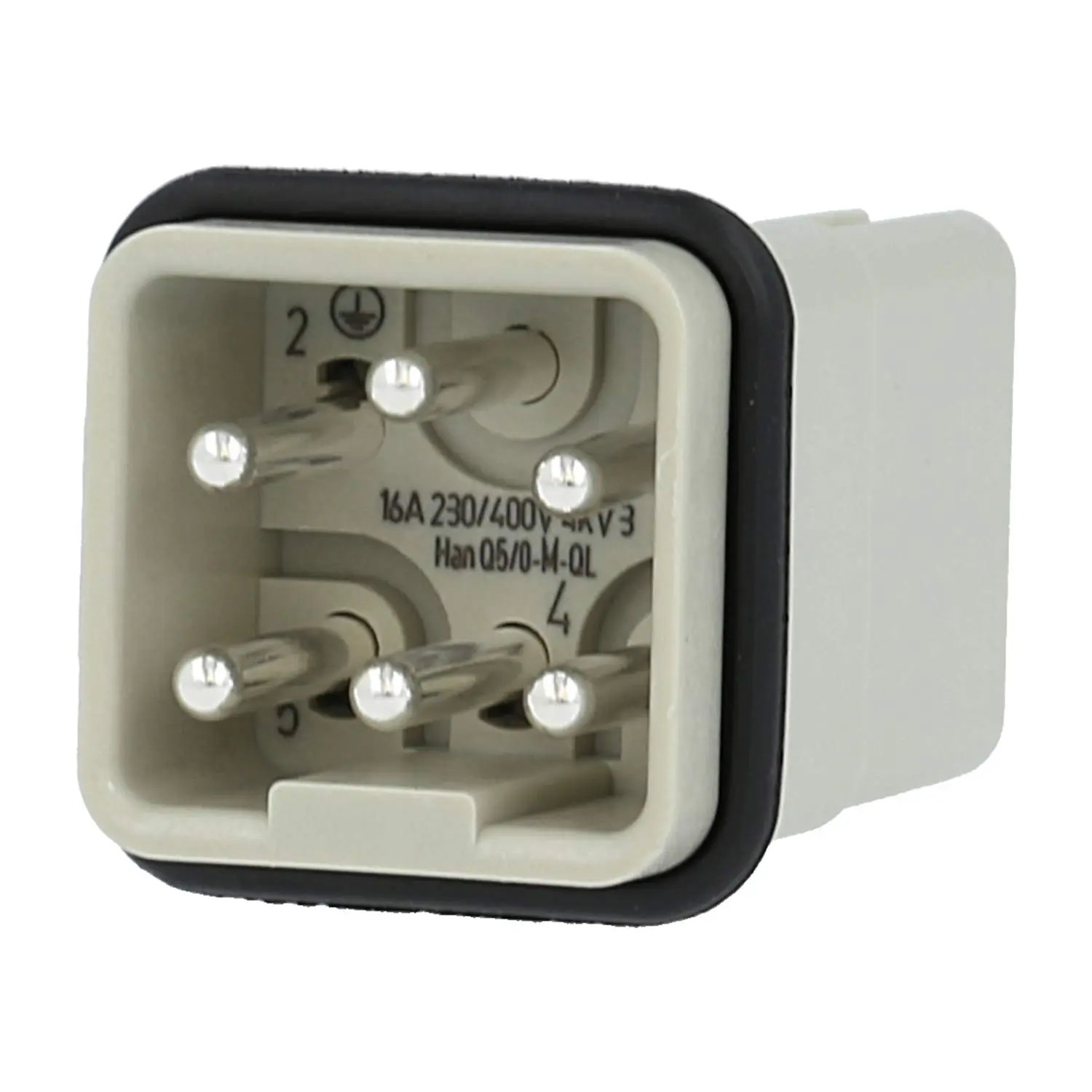 Produktfoto 1 von 09120052633 HARTING Han Q5/0 Stifteinsatz (M) Quick-Lock-Anschluss, 5-polig+PE 230V/400V, 16A