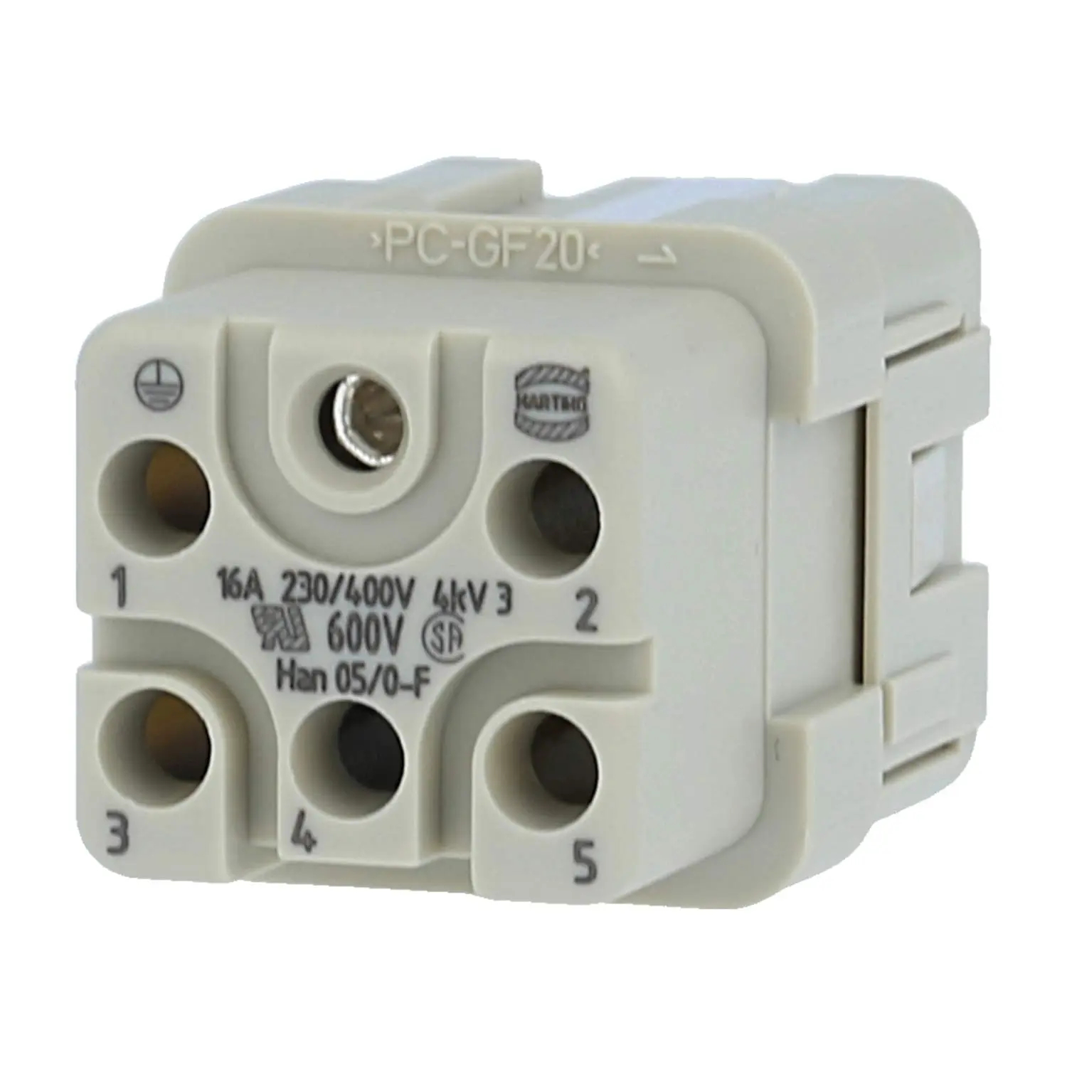 Produktfoto 1 von 09120053101 HARTING Han Q5/0 Buchseneinsatz (F) Crimp- / Schraubanschluss (PE), 5-polig+PE 230V/400V, 16A